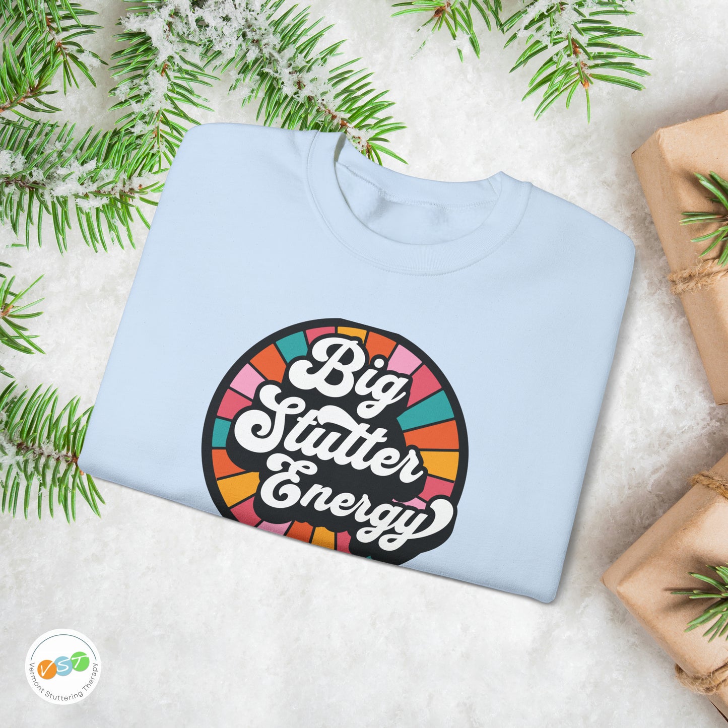 Big Stutter Energy Funny Retro Stuttering Crewneck Sweatshirt