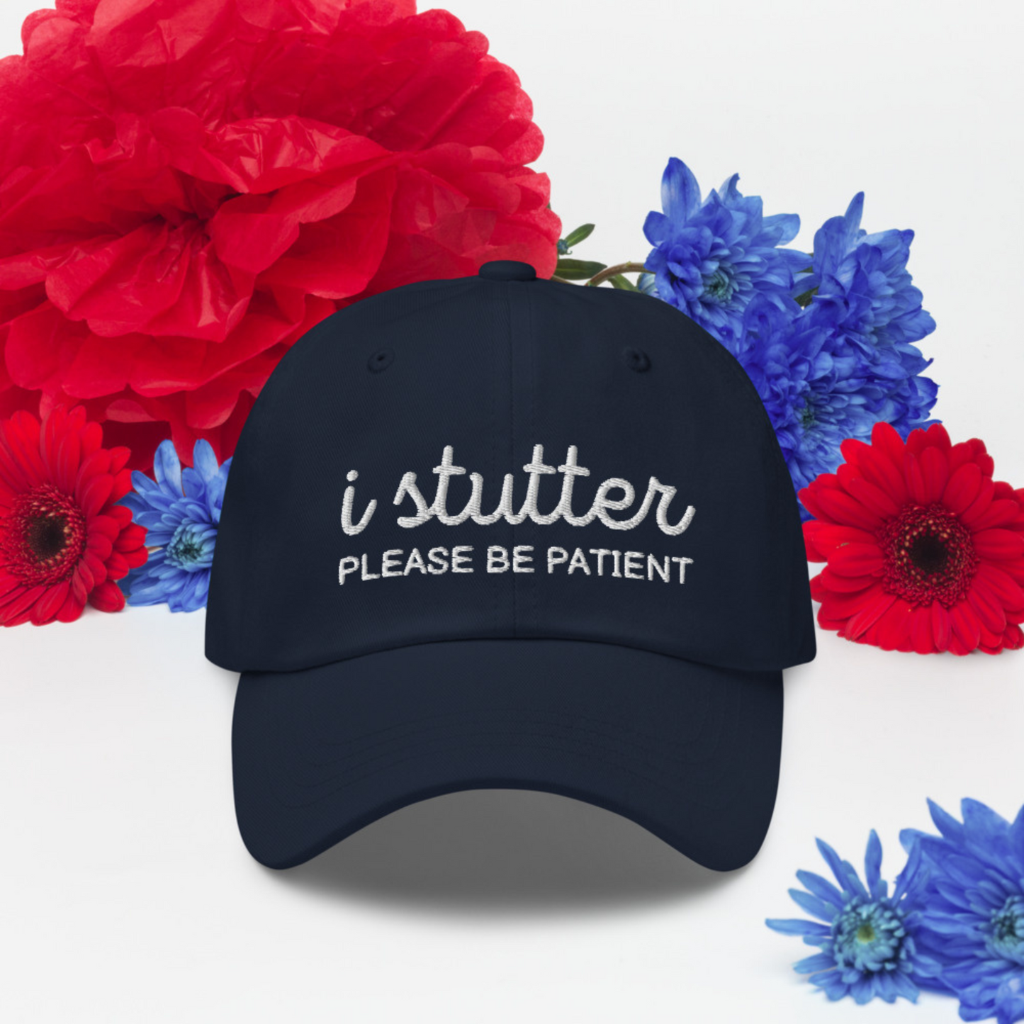 I Stutter Please Be Patient Embroidered Unisex Classic Hat for Person Who Stutters, Self-Disclosure Stuttering Therapy Stutter Awareness Cap