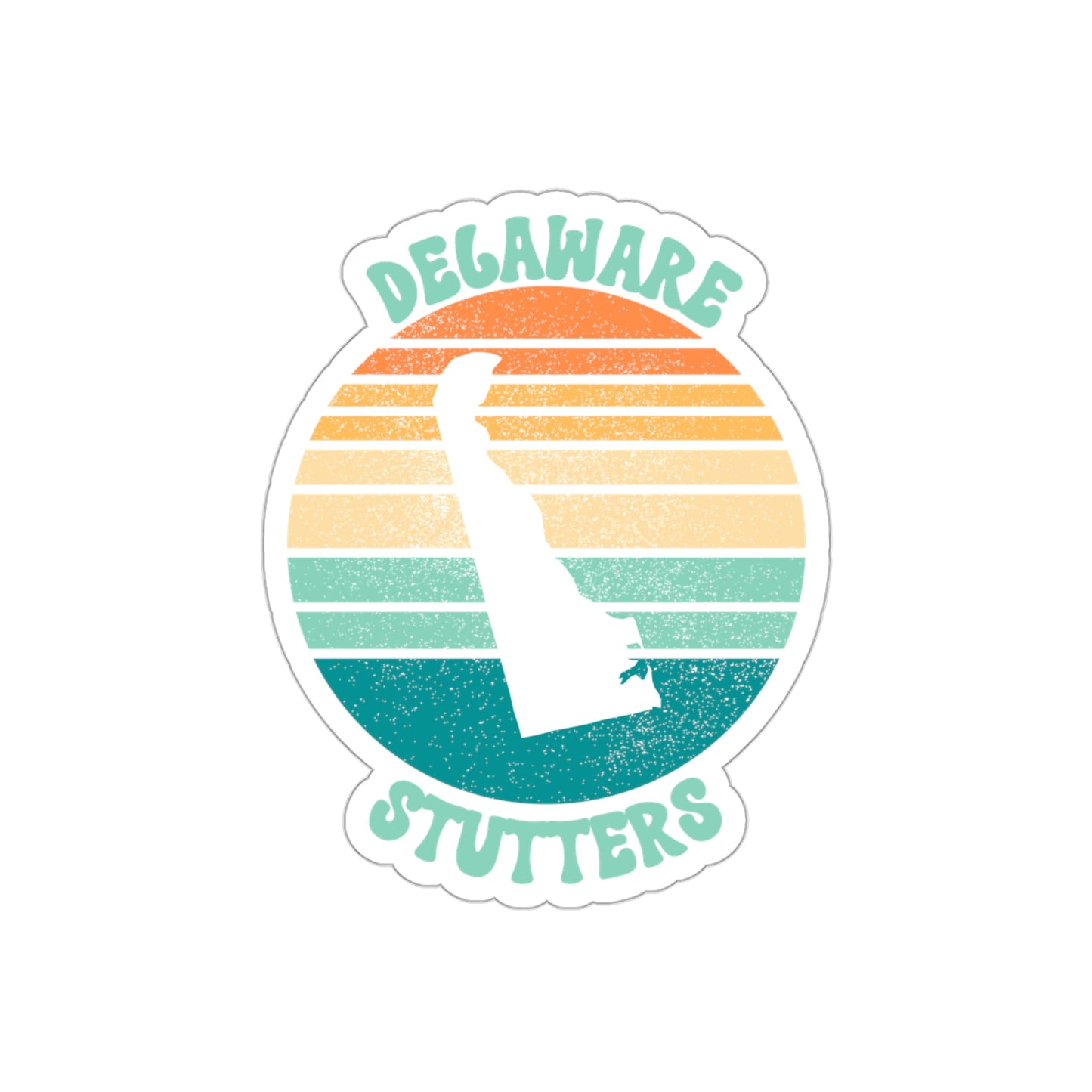 Delaware Stutters Retro Sun Sticker, 3", 4", 5" or 6"