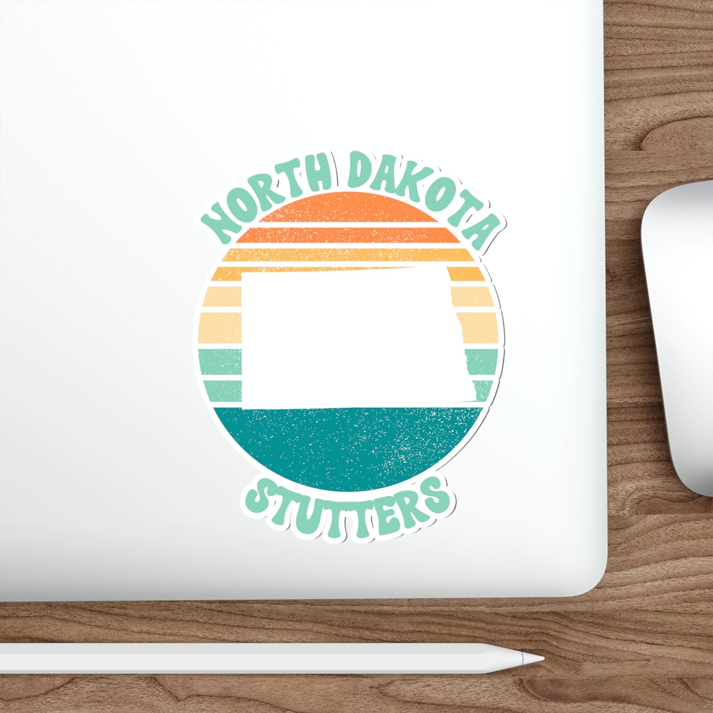 North Dakota Stutters Retro Sun Sticker, 3", 4", 5" or 6"