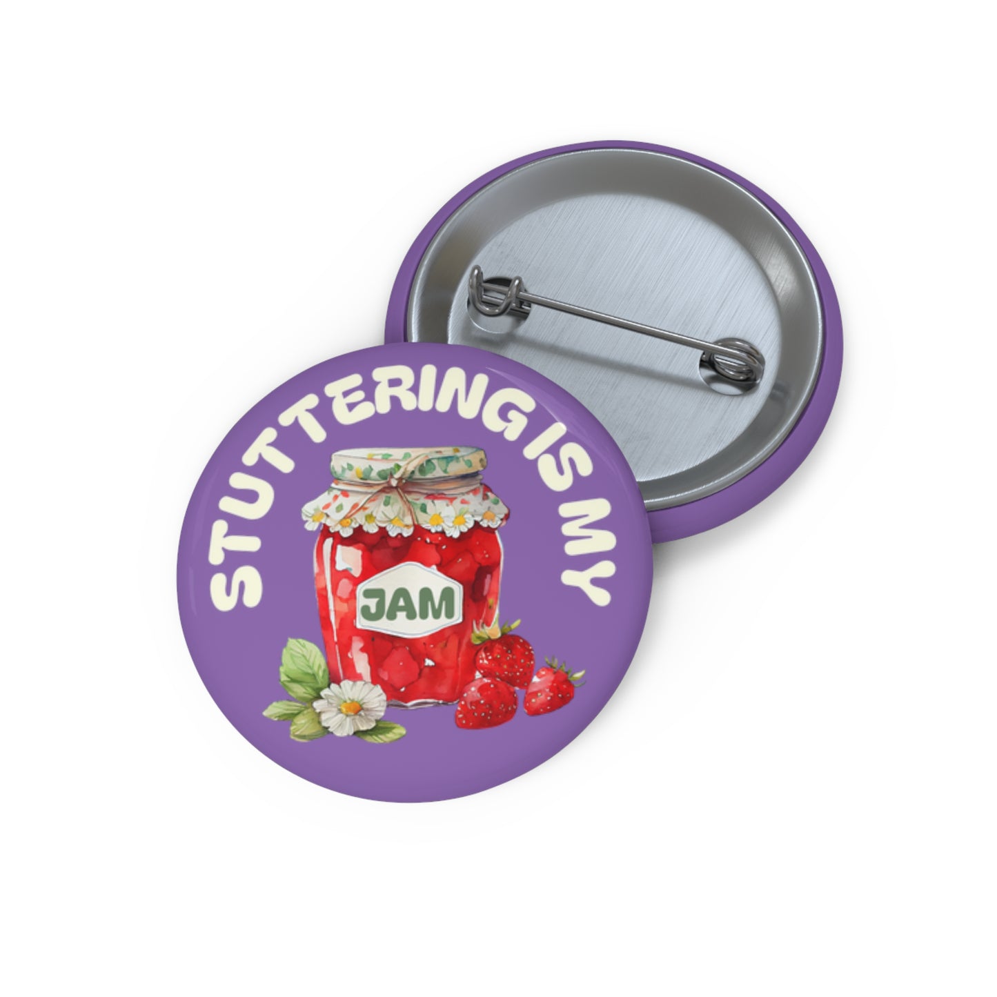 Stuttering is my Jam Pin Button, Cute Stuttering Awareness Strawberry Pinback Button Gift for Person Who Stutters, Normalize Stuttering