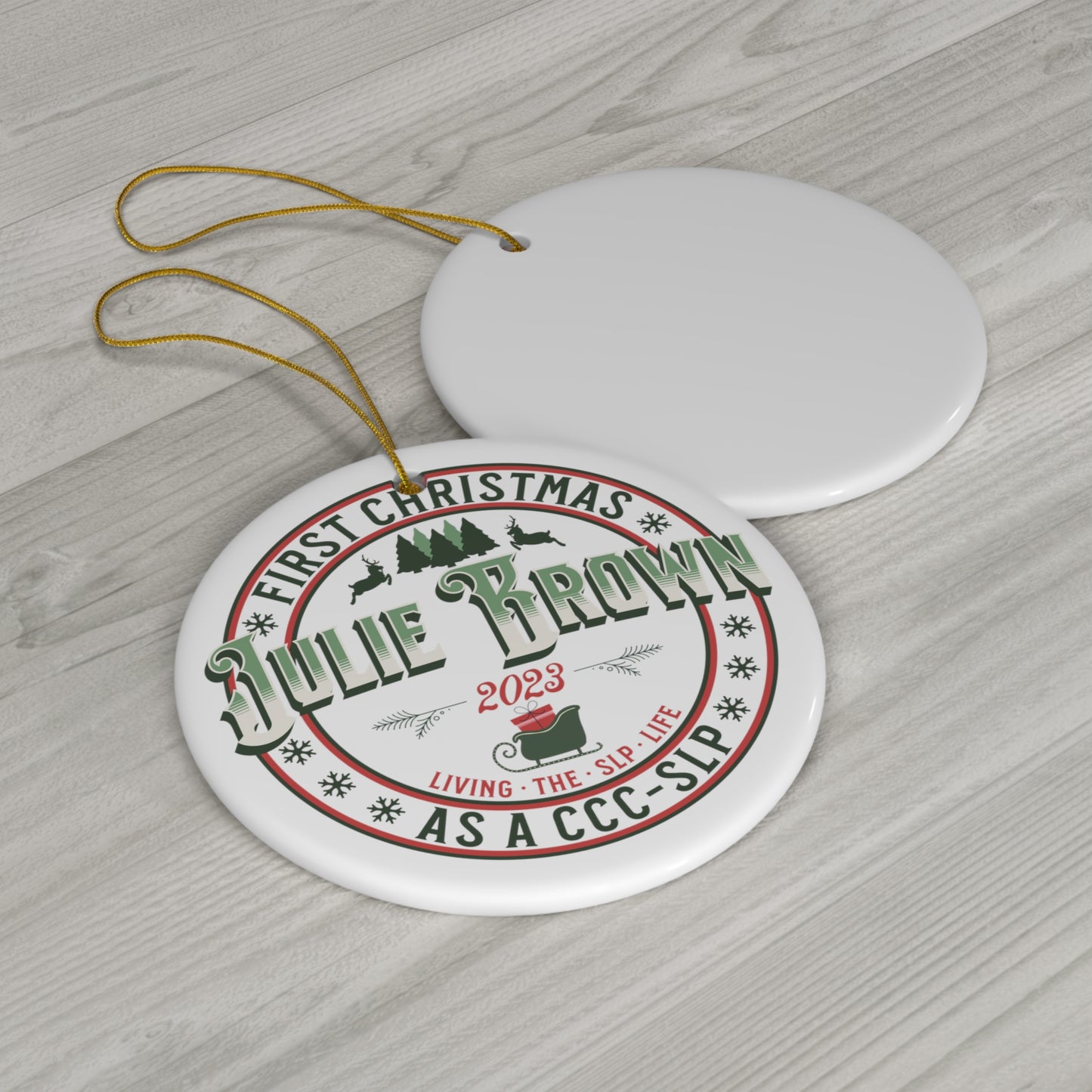 SLP Custom Name Retro First Christmas Ornament