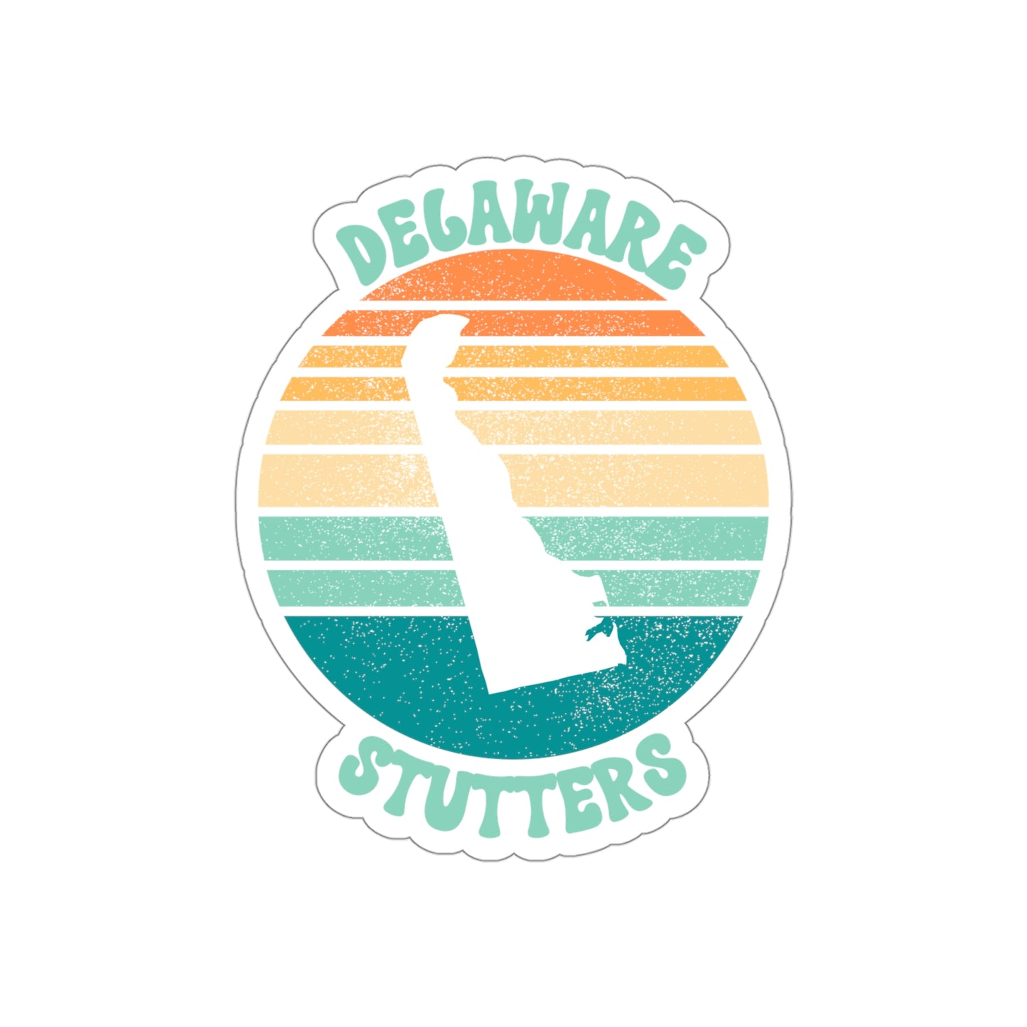 Delaware Stutters Retro Sun Sticker, 3", 4", 5" or 6"