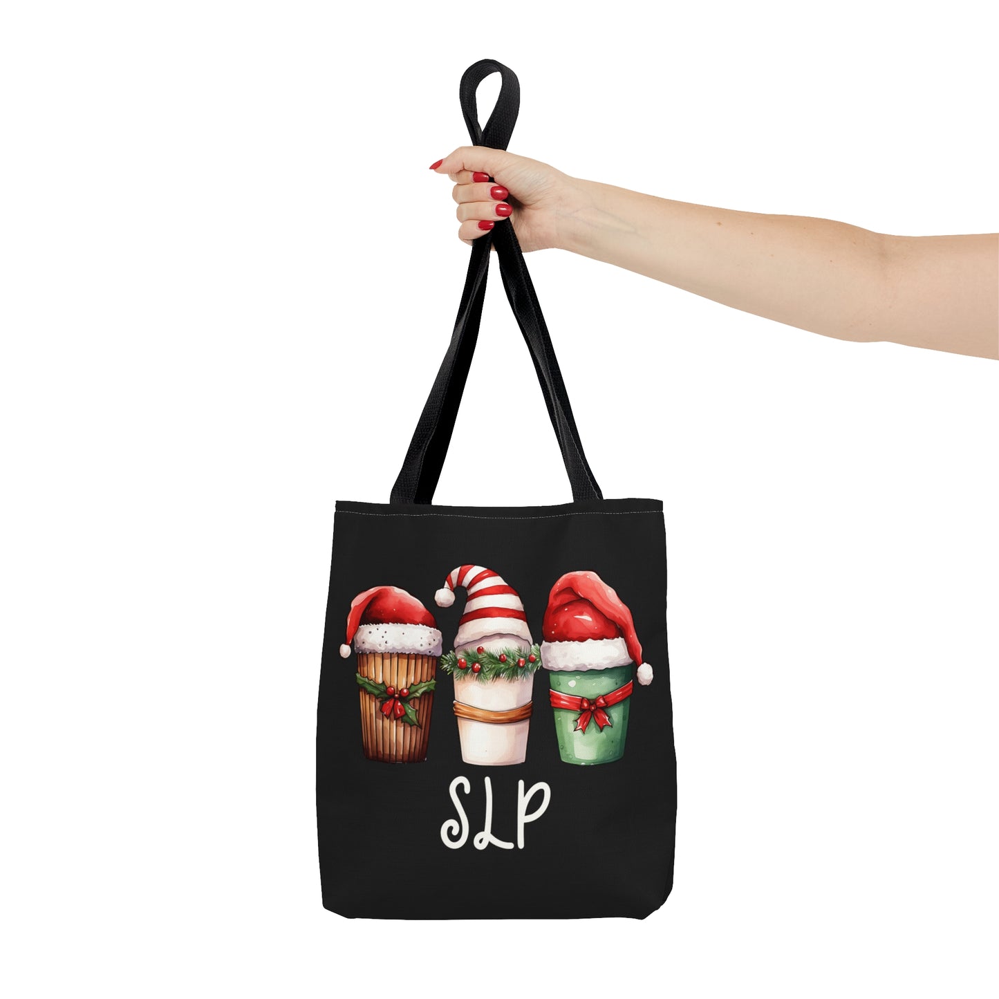 SLP Black Christmas Tote with Coffee & Santa Hat