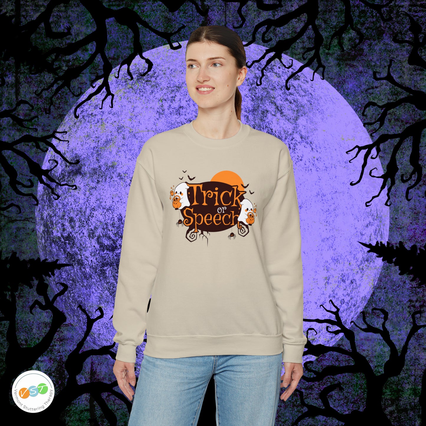 Trick or Speech Halloween Sweatshirt for SLPs & SLPAs