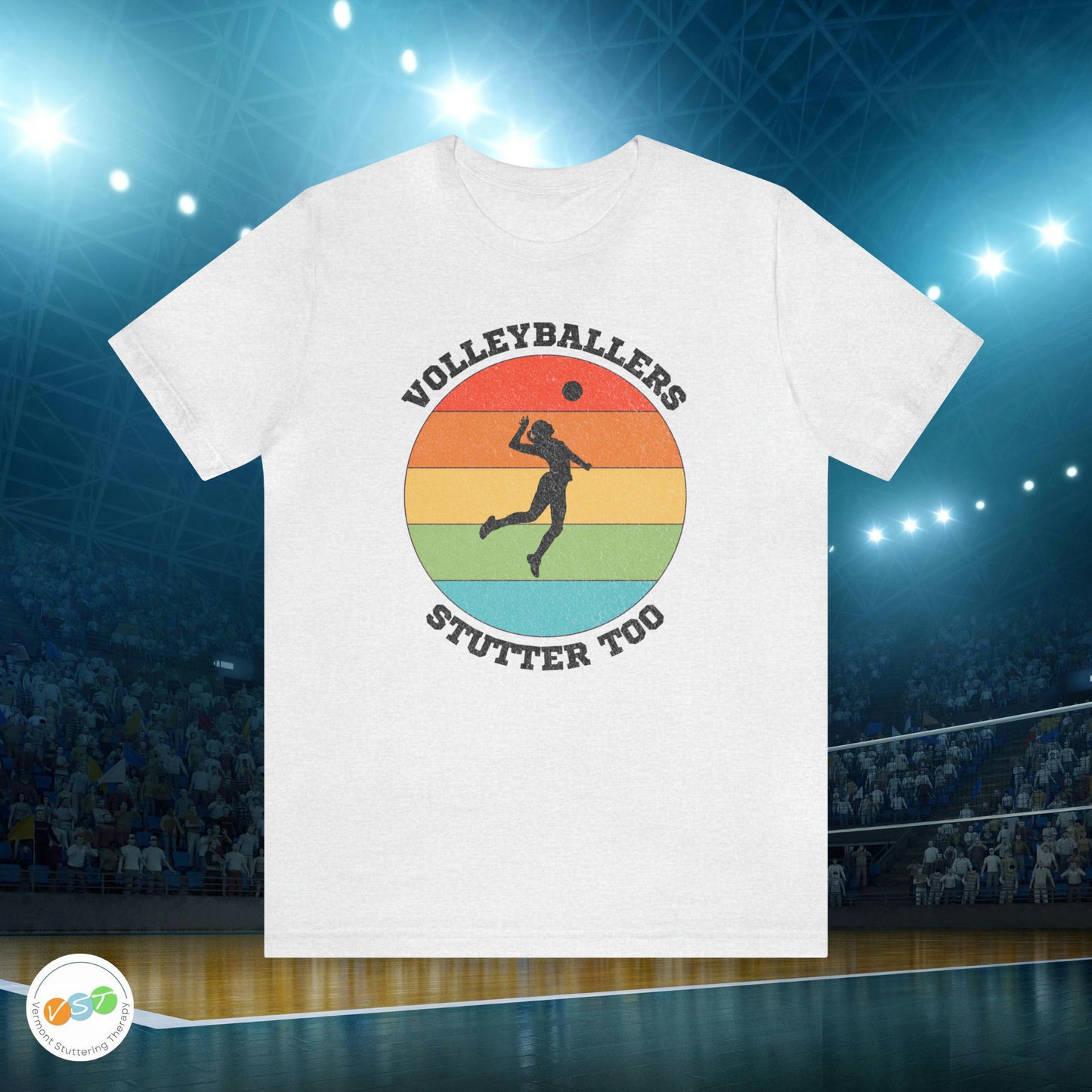 Volleyballers Stutter Too Retro Sun Spiking Vball T-shirt