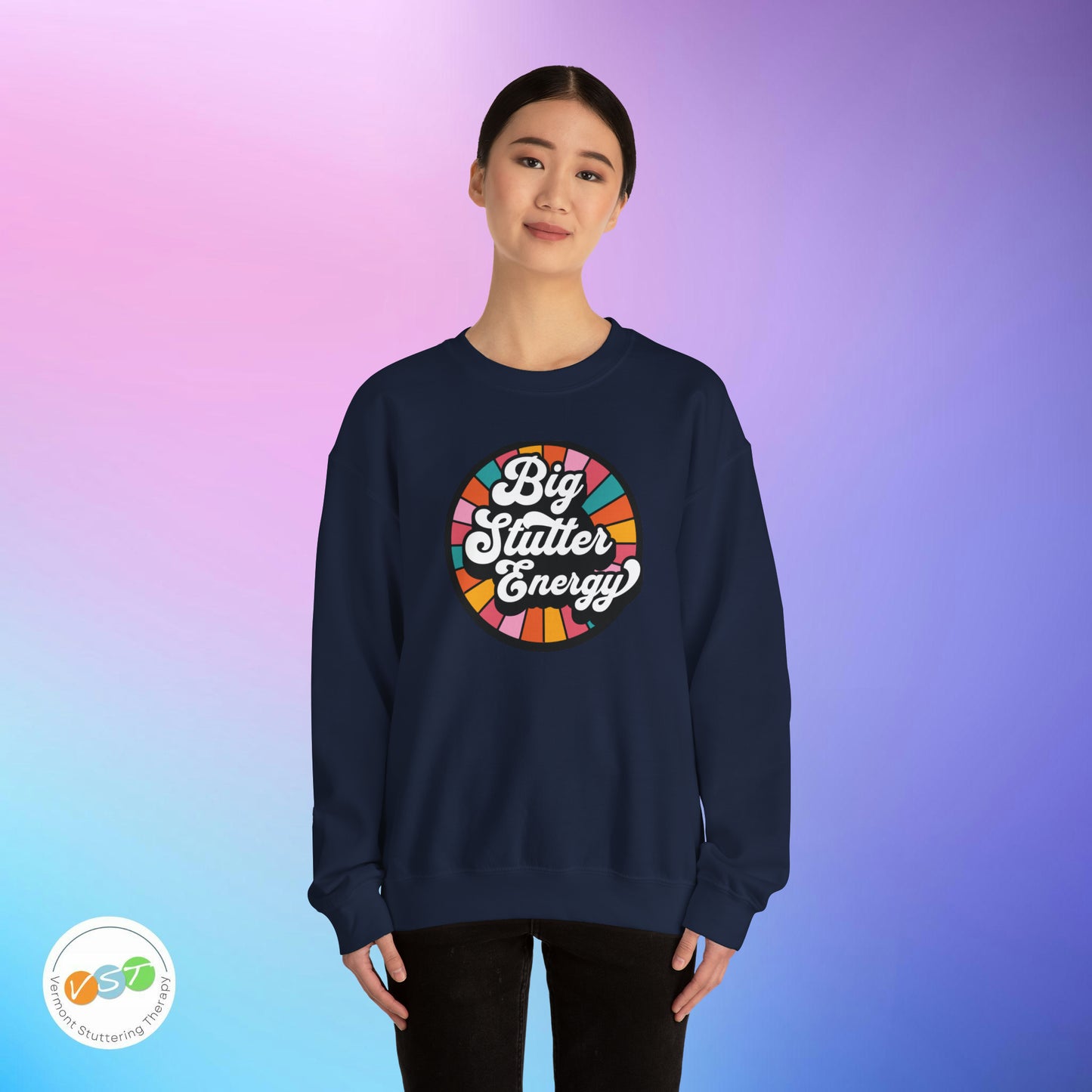 Big Stutter Energy Funny Retro Stuttering Crewneck Sweatshirt