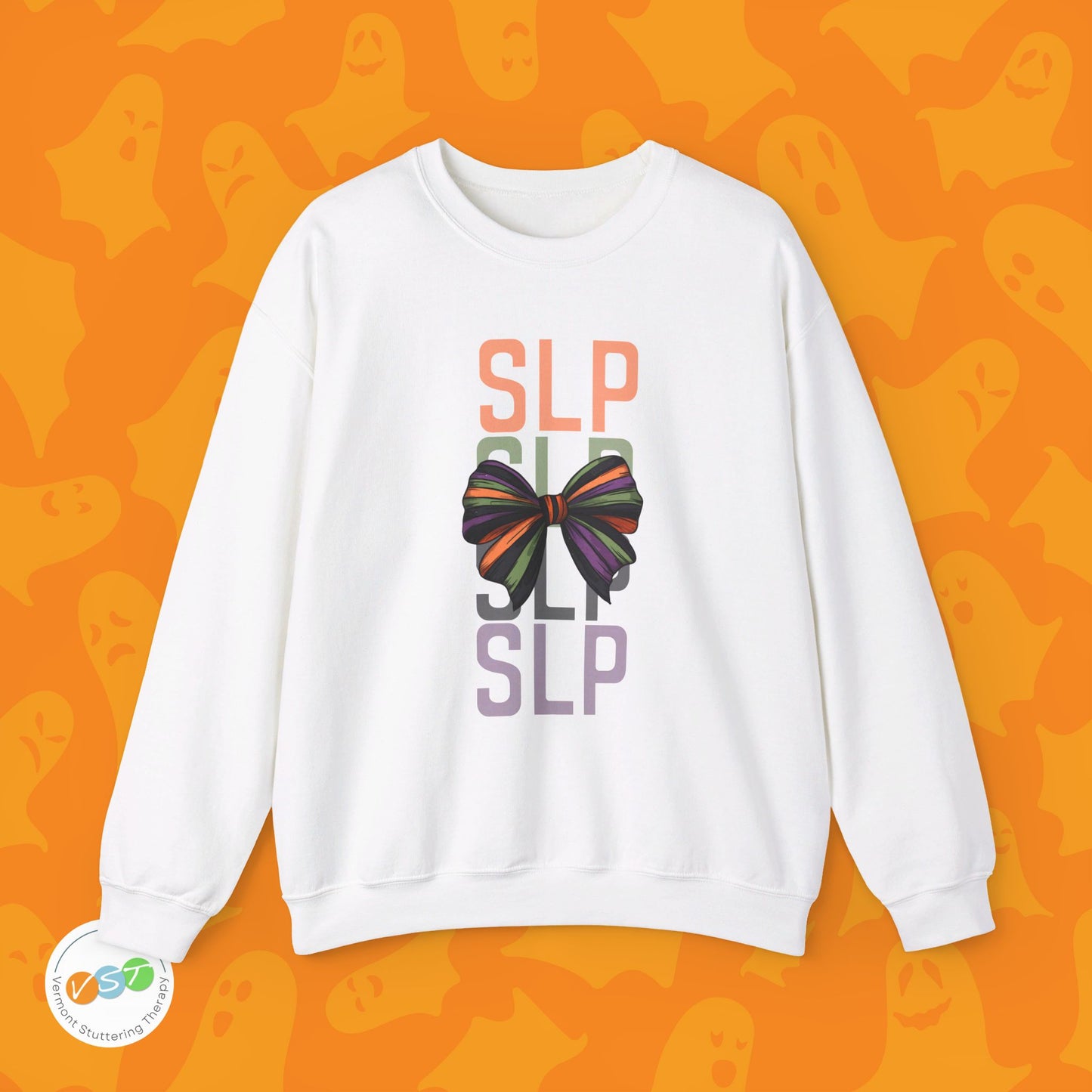 SLP Coquette Bow Halloween Sweatshirt for Speech-Language Pathologist