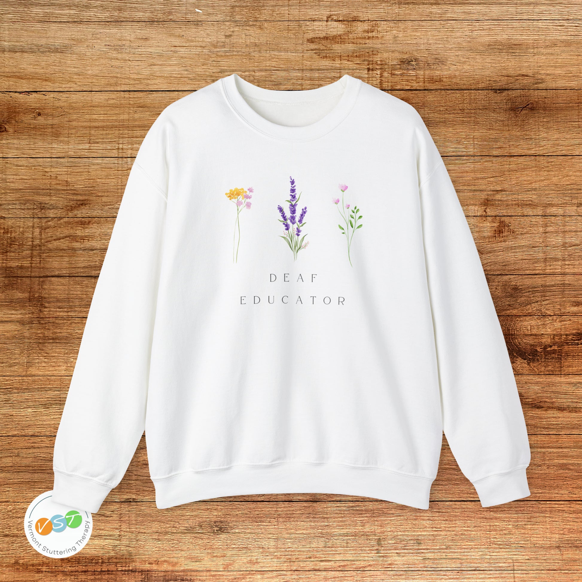 Deaf Educator Minimalist Floral Sweatshirt