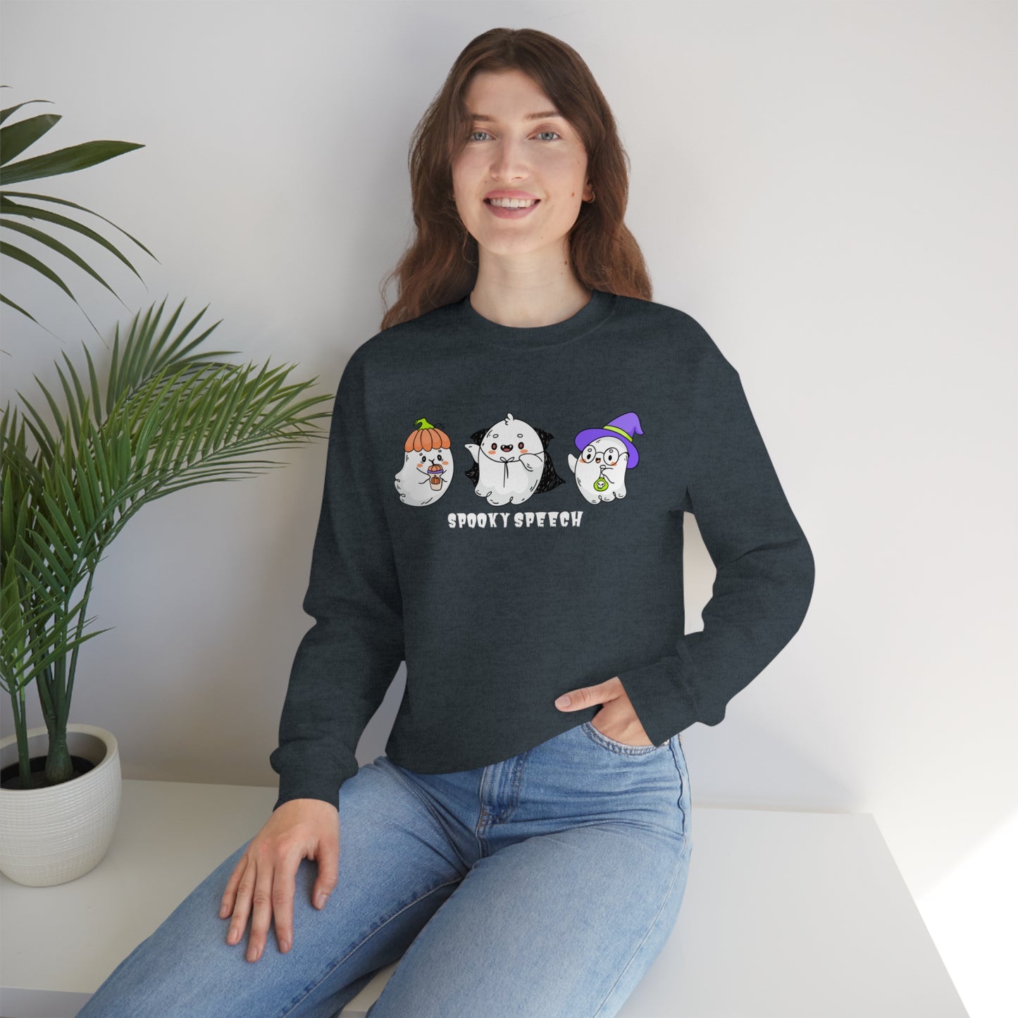 Spooky Speech Cute Ghosts Halloween Sweatshirt for SLP or SLPA