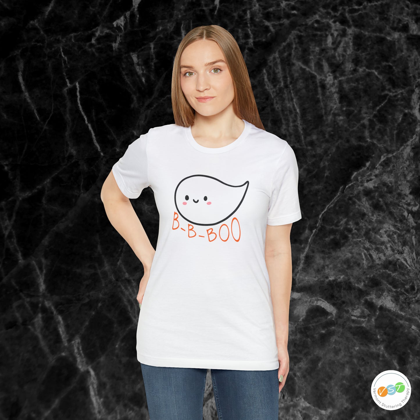 Stuttering Ghost B-B-Boo Halloween T-shirt - Adult