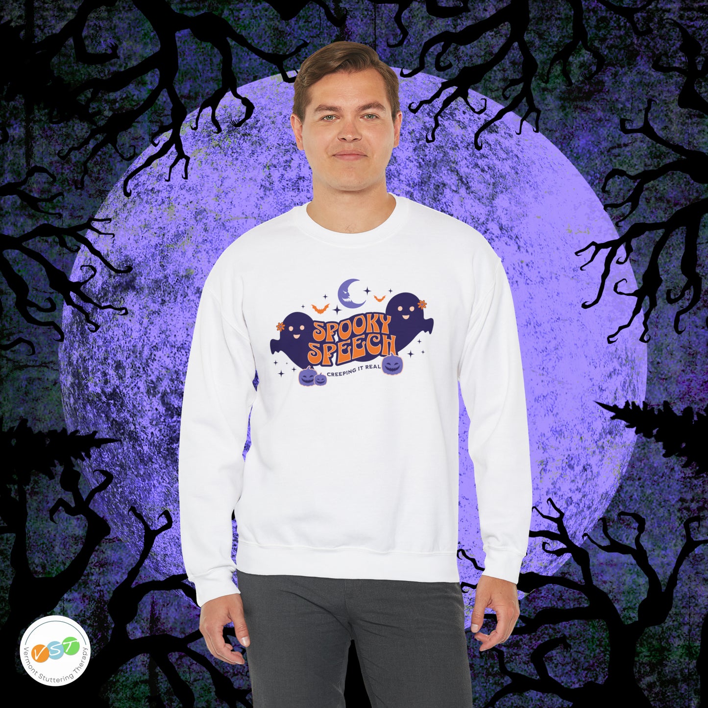 SLP Spooky Speech Creeping It Real Halloween Sweatshirt