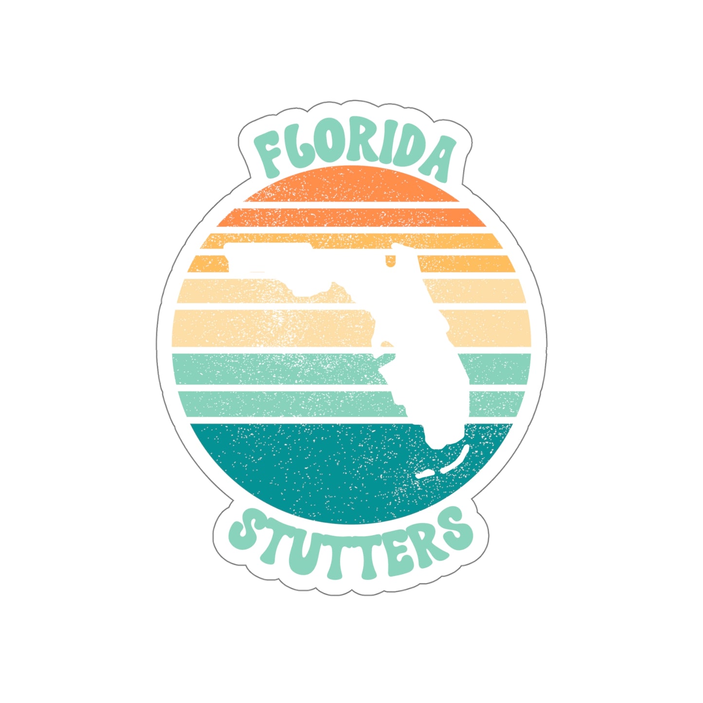 Florida Stutters Retro Sun Sticker, 3", 4", 5" or 6"