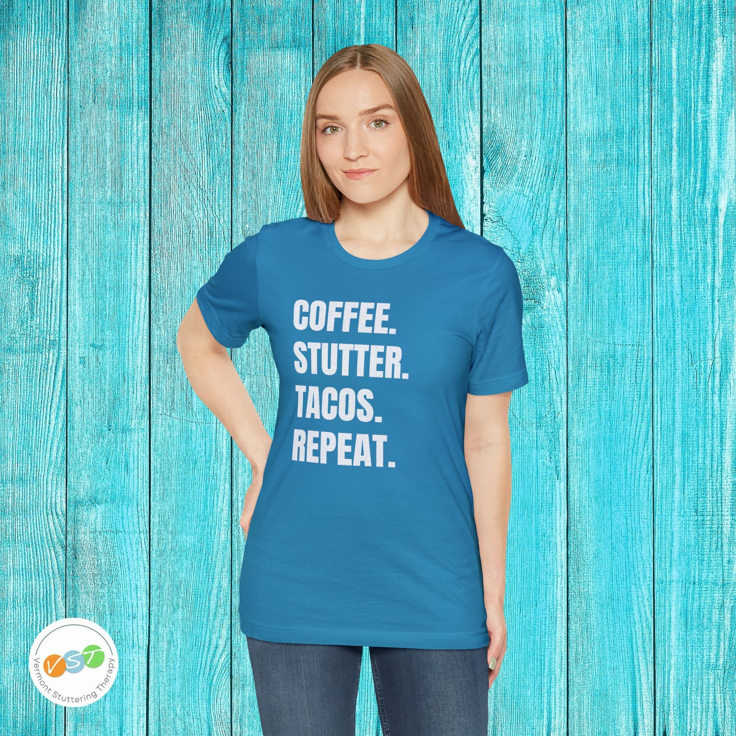 Coffee. Stutter. Tacos. Repeat. T-shirt