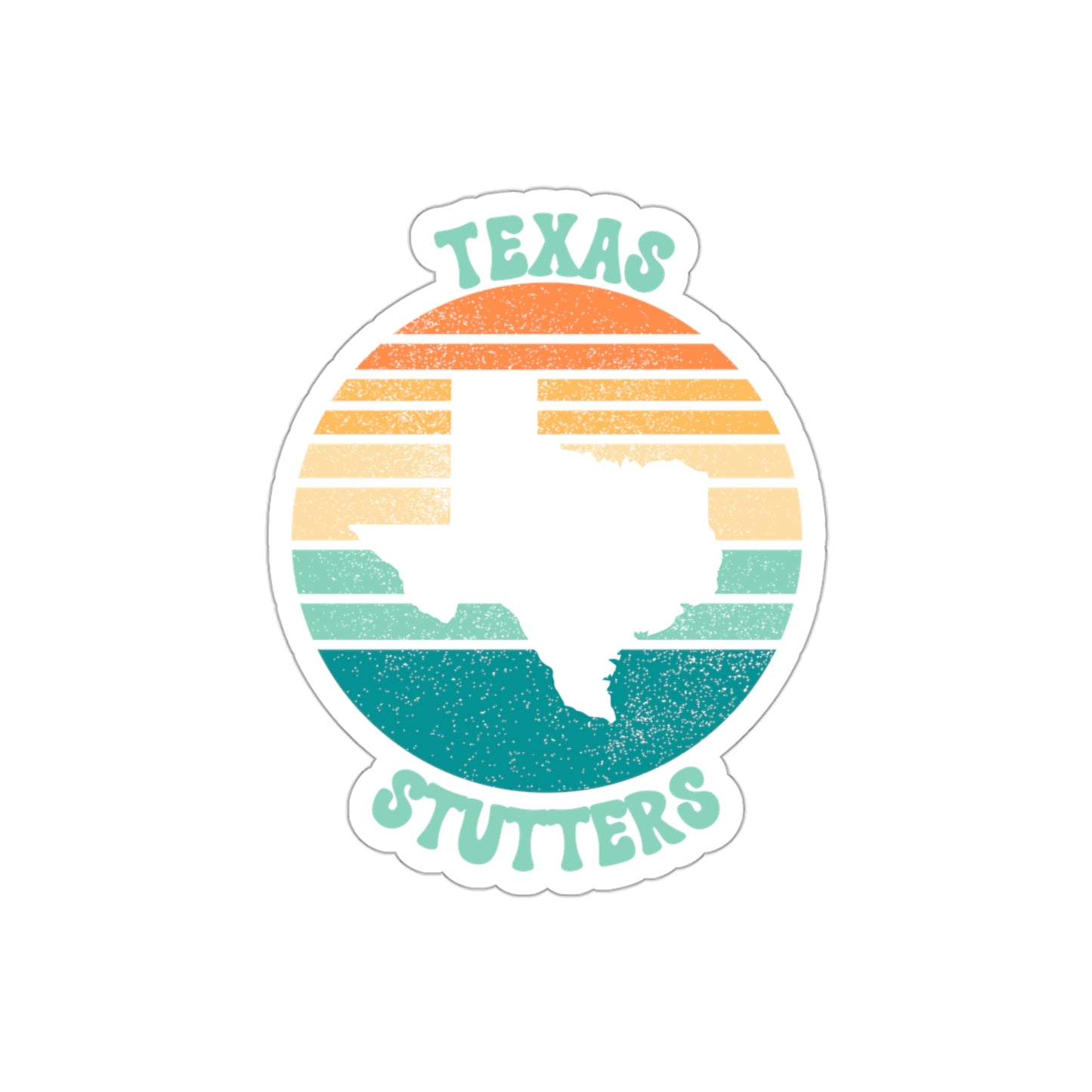Texas Stutters Retro Sun Sticker, 3", 4", 5" or 6"