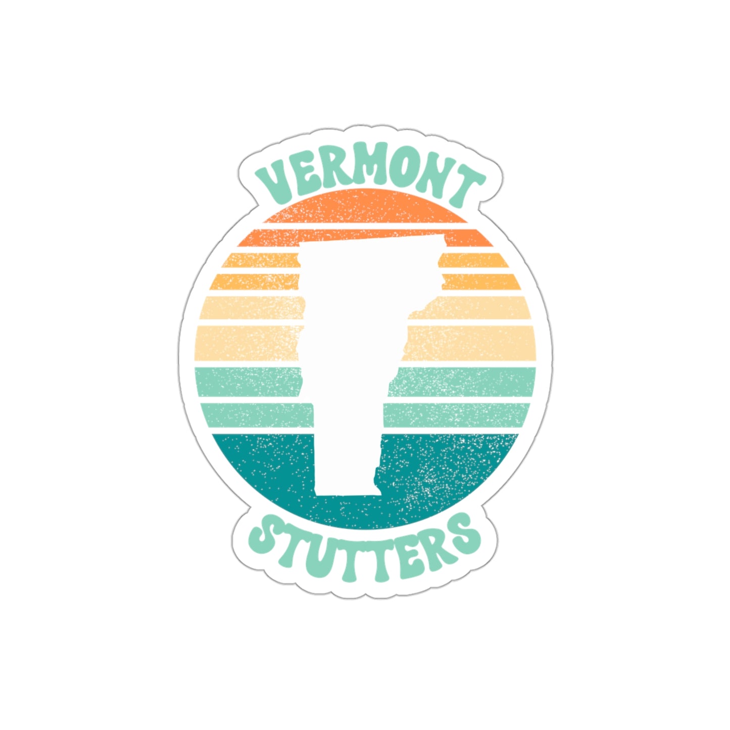 Vermont Stutters Retro Sun Sticker, 3", 4", 5" or 6"