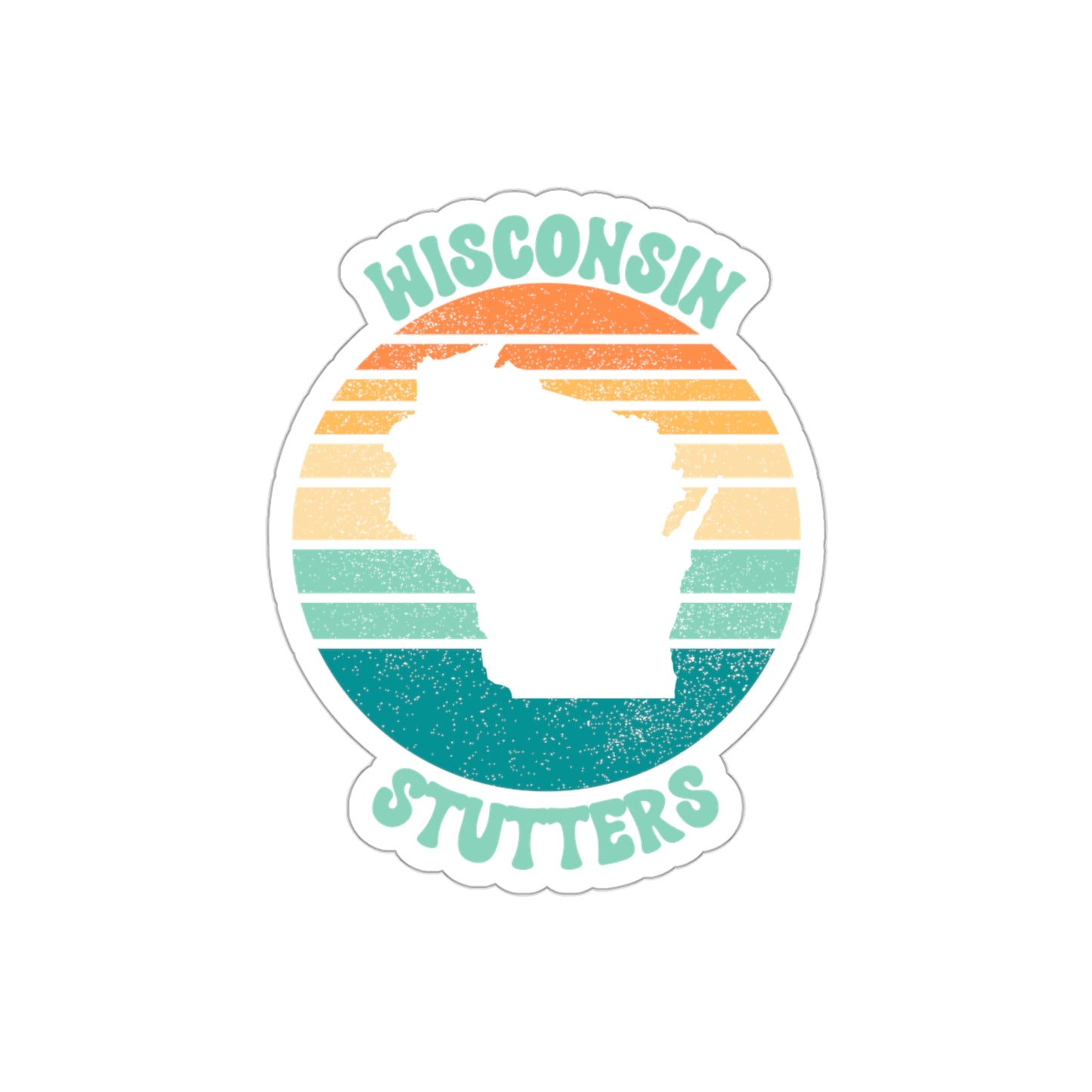 Wisconsin Stutters Retro Sun Sticker, 3", 4", 5" or 6"