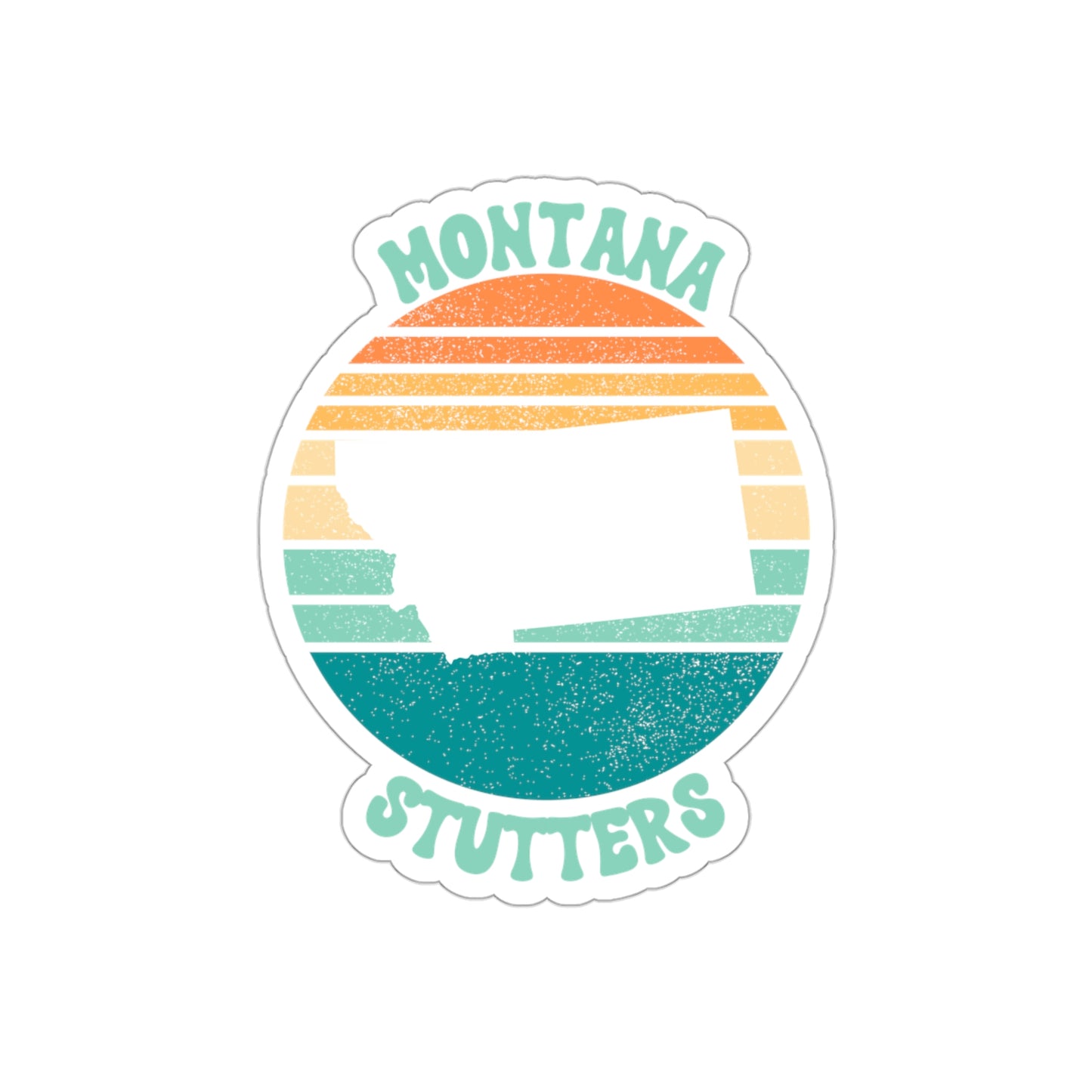 Montana Stutters Retro Sun Sticker, 3", 4", 5" or 6"