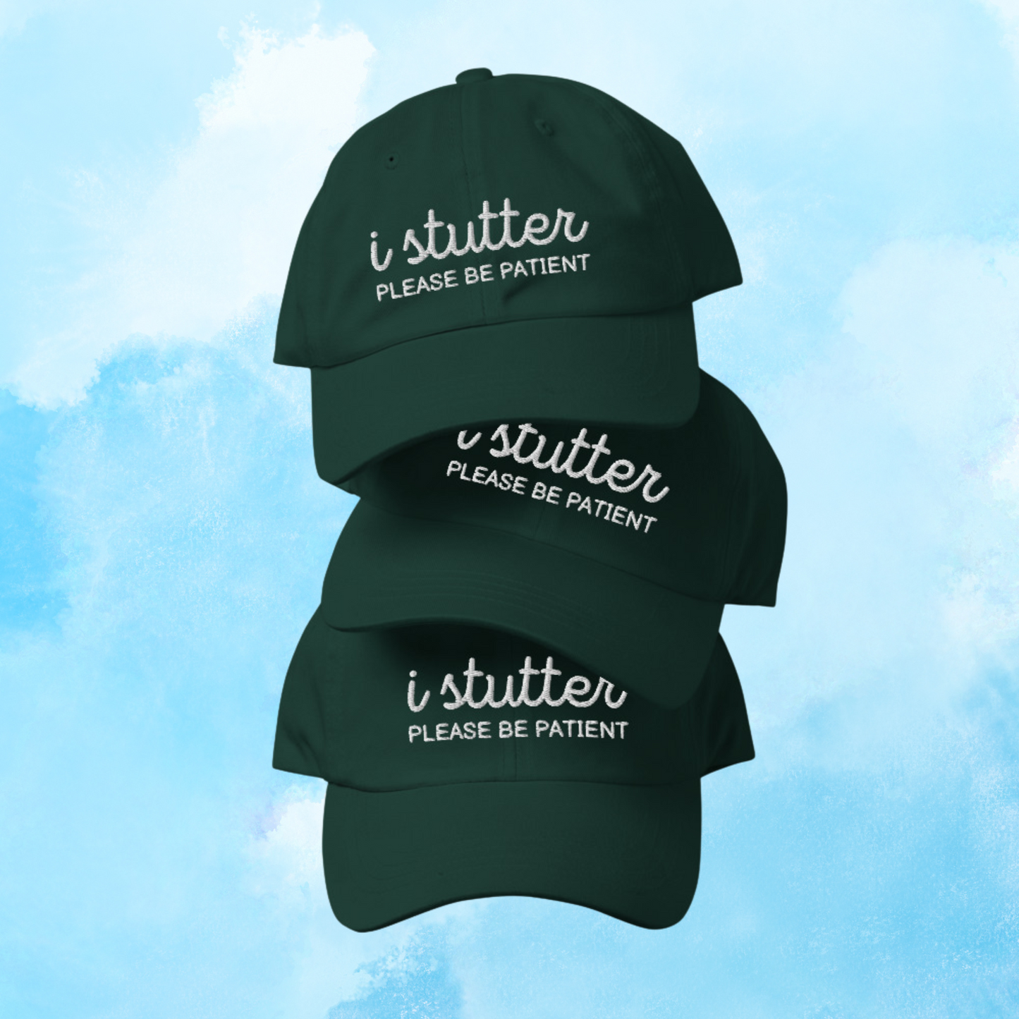 I Stutter Please Be Patient Embroidered Unisex Classic Hat for Person Who Stutters, Self-Disclosure Stuttering Therapy Stutter Awareness Cap