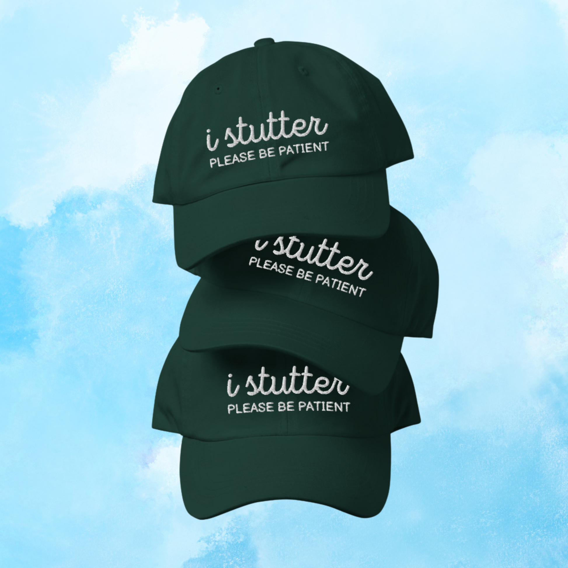 I Stutter Please Be Patient Embroidered Unisex Classic Hat for Person Who Stutters, Self-Disclosure Stuttering Therapy Stutter Awareness Cap