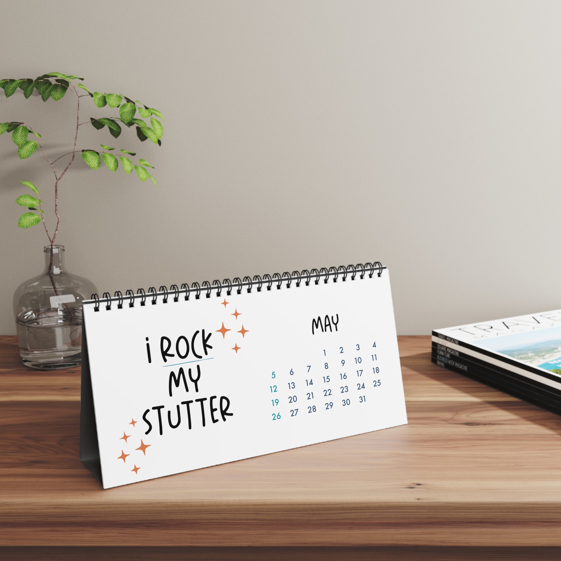Stuttering Affirmation Motivational Quotes Monthly Desk Calendar 2024 