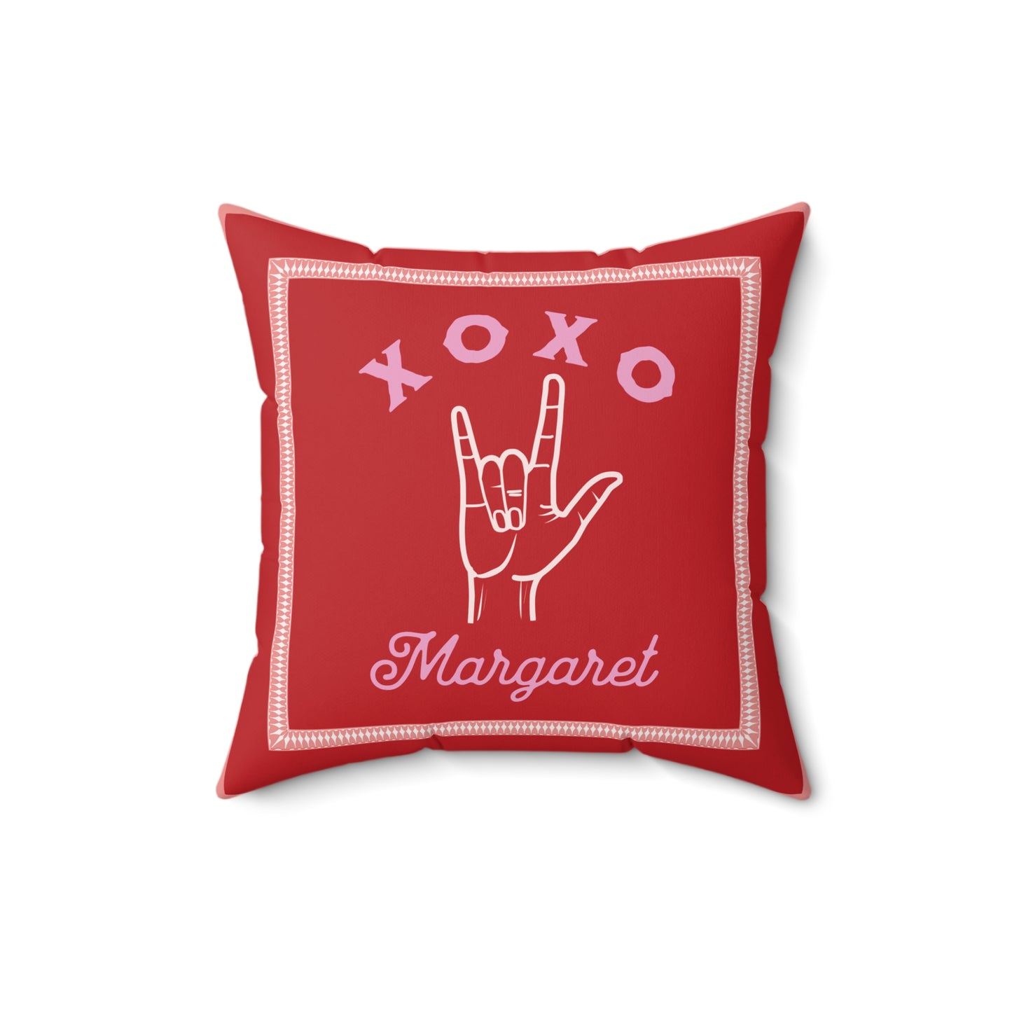 Valentine's Day Custom Name Pillow - ASL I Love You Square Pillow V-Day Gift for Her