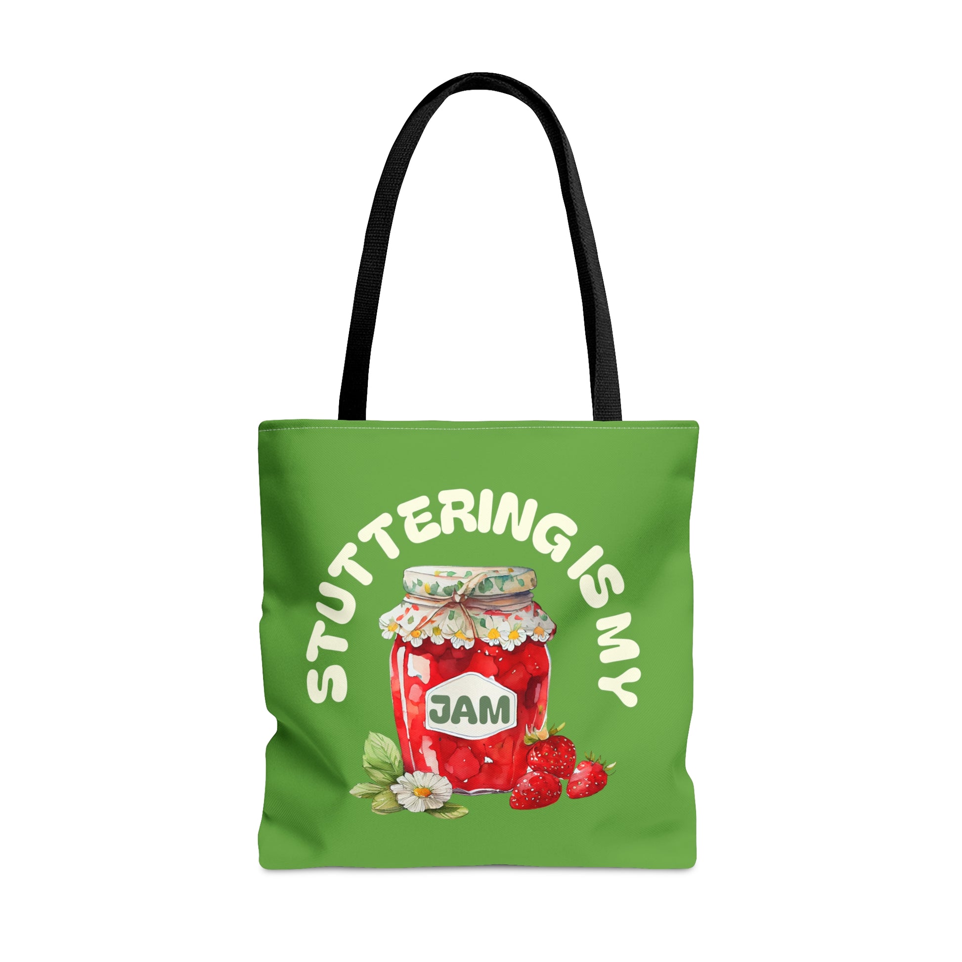 Stuttering is My Jam Tote Bag for Person Who Stutters, Cute Strawberry Bag Gift for PWS, Stutter Awareness Bag, Stutter Support Tote 3 Sizes