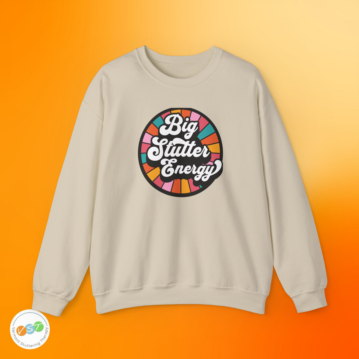 Big Stutter Energy Funny Retro Stuttering Crewneck Sweatshirt