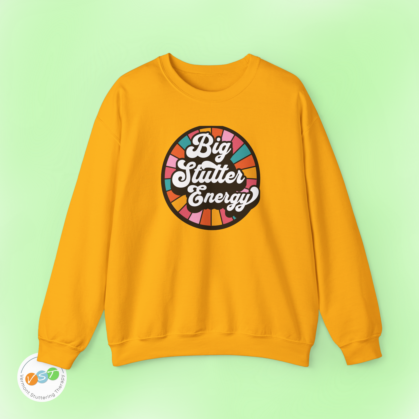 Big Stutter Energy Funny Retro Stuttering Crewneck Sweatshirt