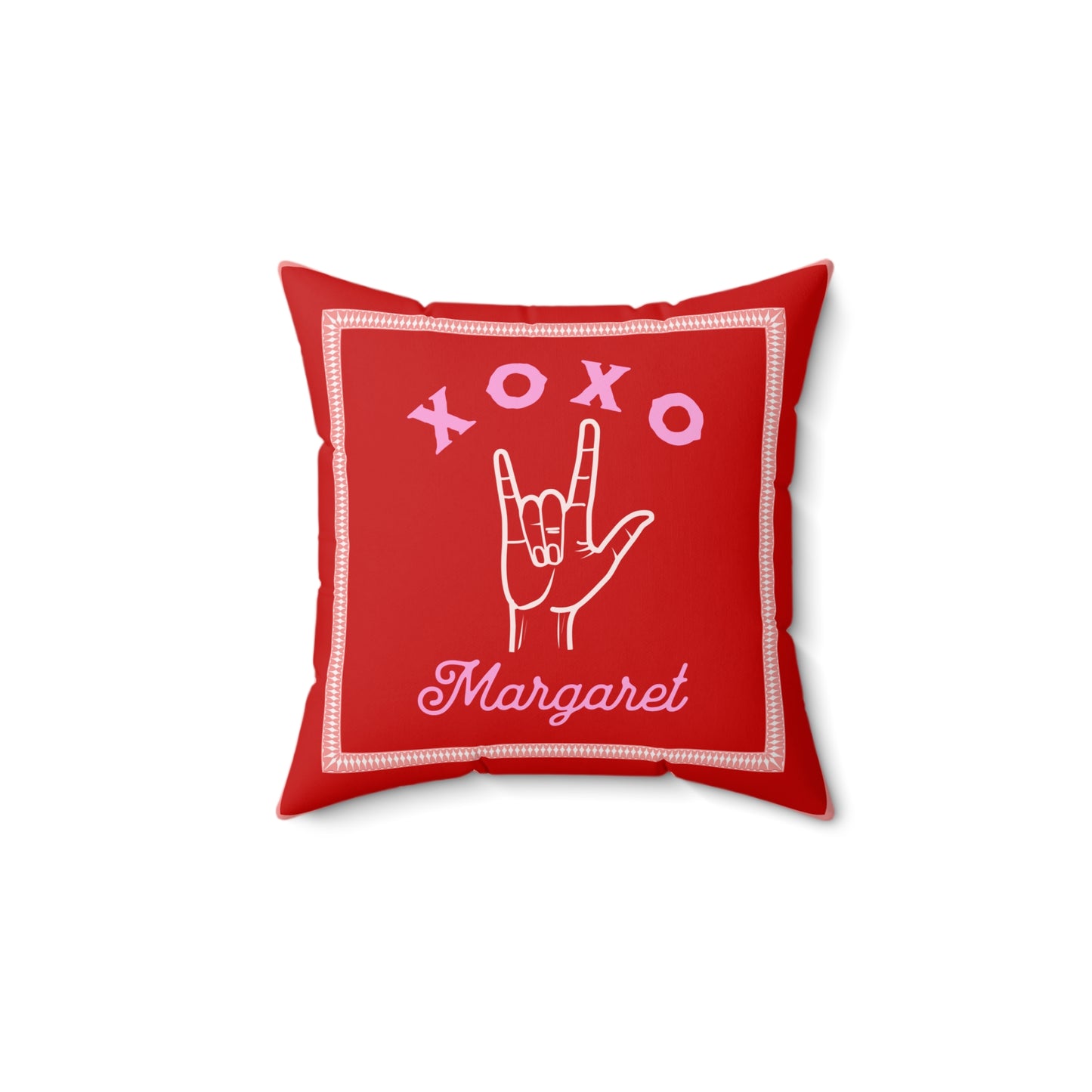 Valentine's Day Custom Name Pillow - ASL I Love You Square Pillow V-Day Gift for Her