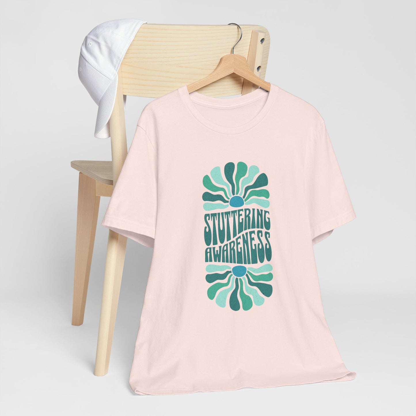 Sea Green Stuttering Awareness Retro Sun Tshirt