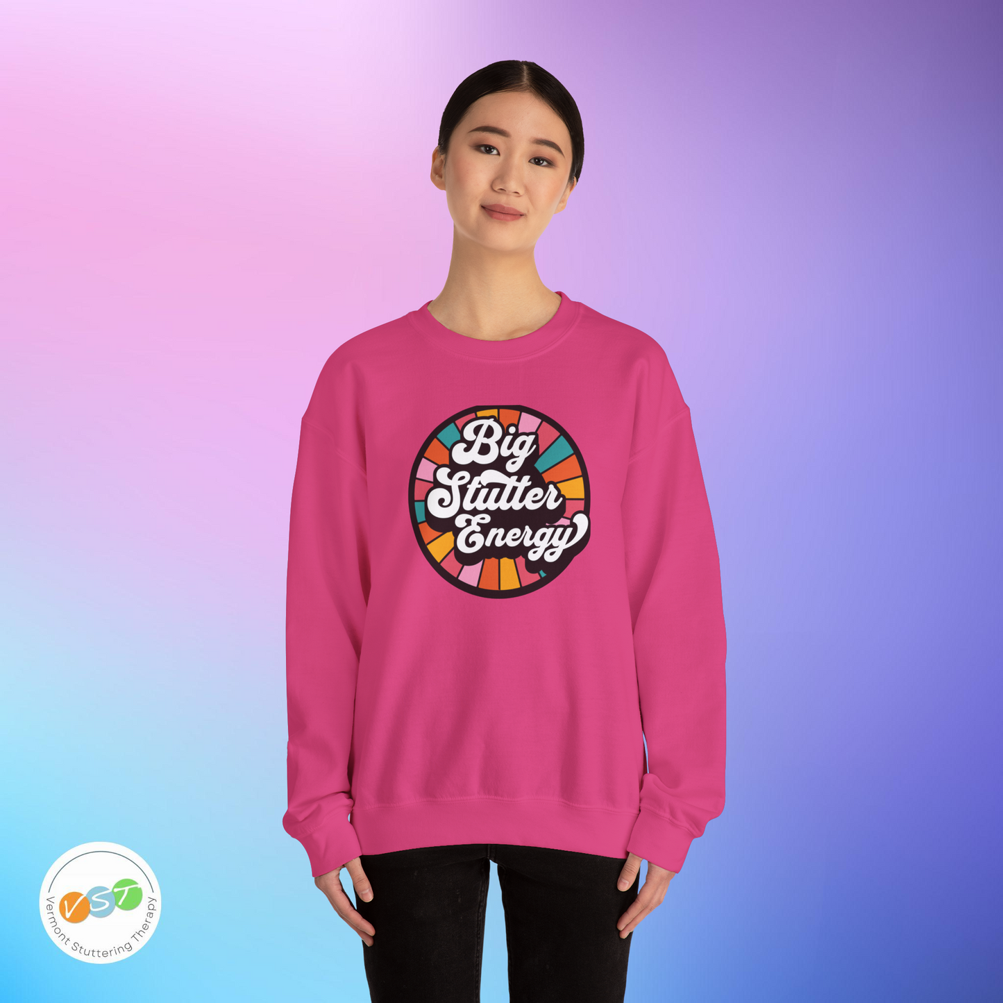 Big Stutter Energy Funny Retro Stuttering Crewneck Sweatshirt