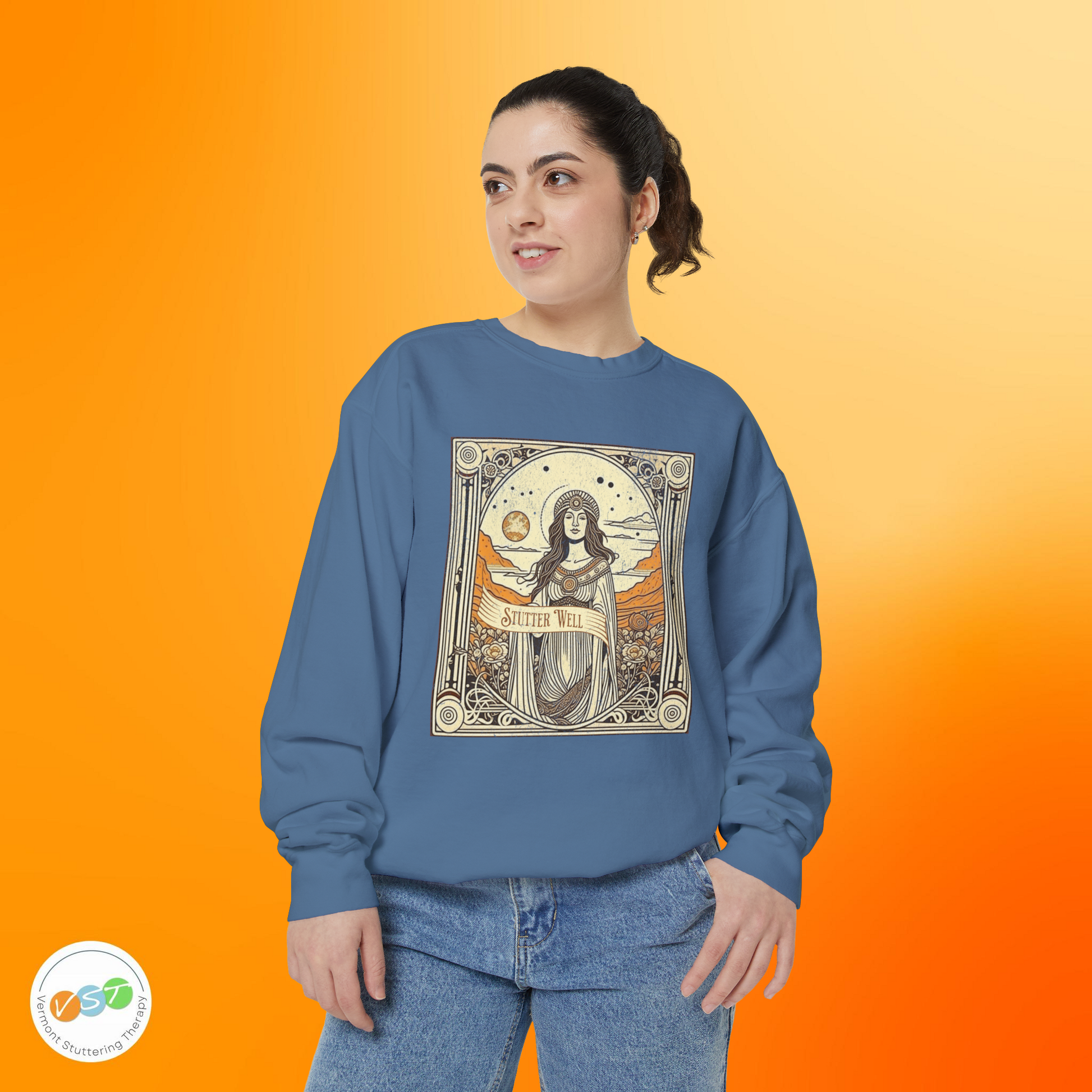 Celestial Tarot Comfort Colors Unisex Stuttering Sweatshirt