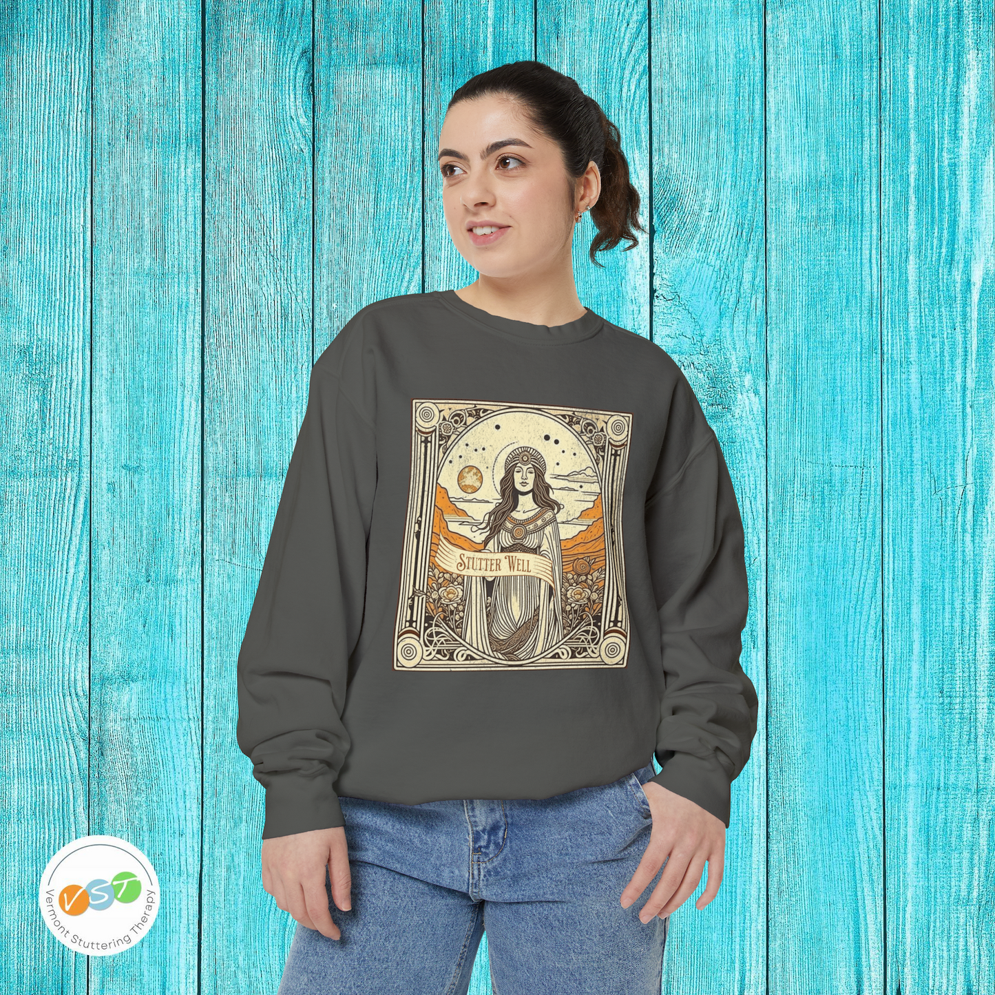 Celestial Tarot Comfort Colors Unisex Stuttering Sweatshirt