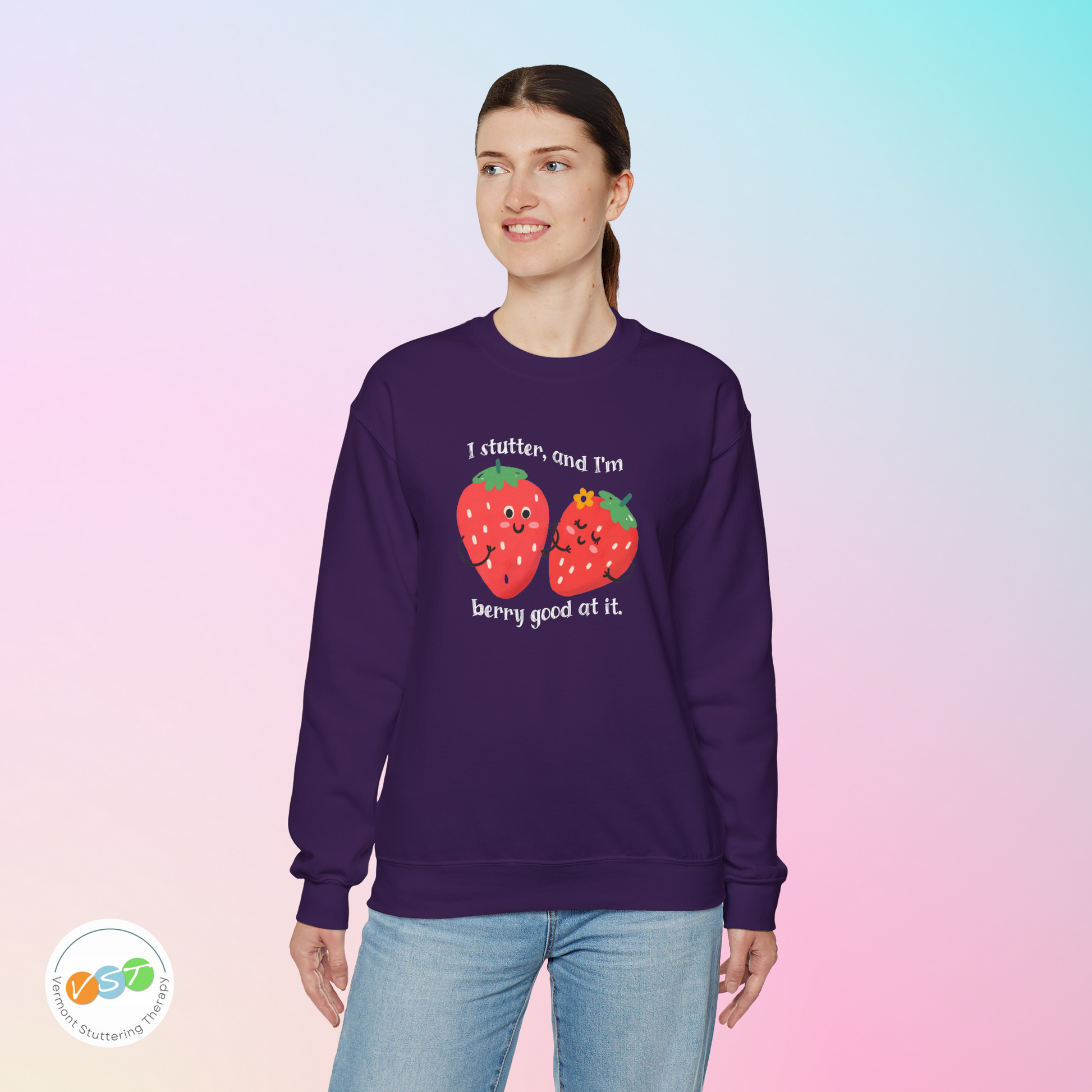 I Stutter and I'm Berry Good at It Strawberry Stuttering Sweatshirt