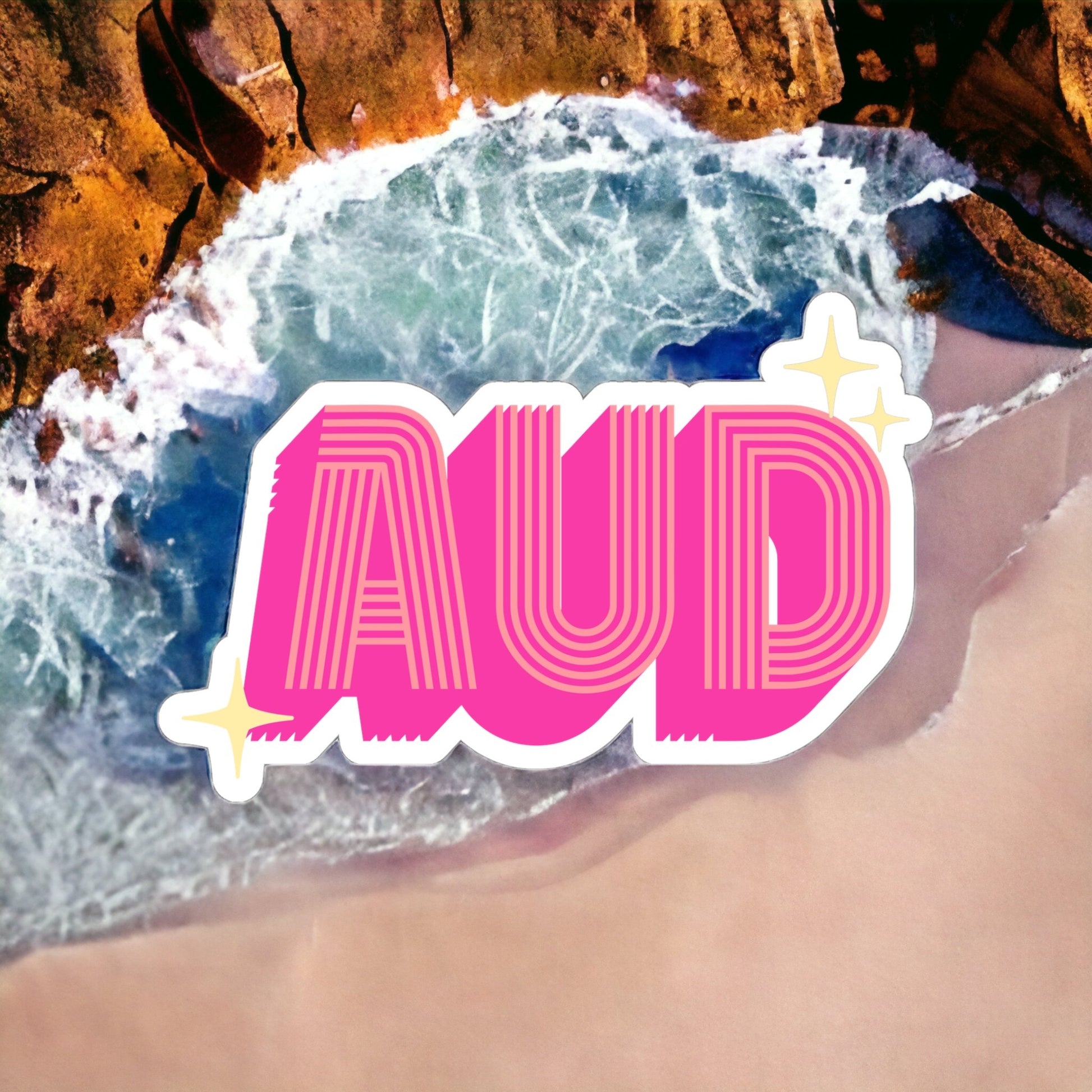 AUD Pink Retro Sticker for Audiologist, 2" 3" 4" or 5"