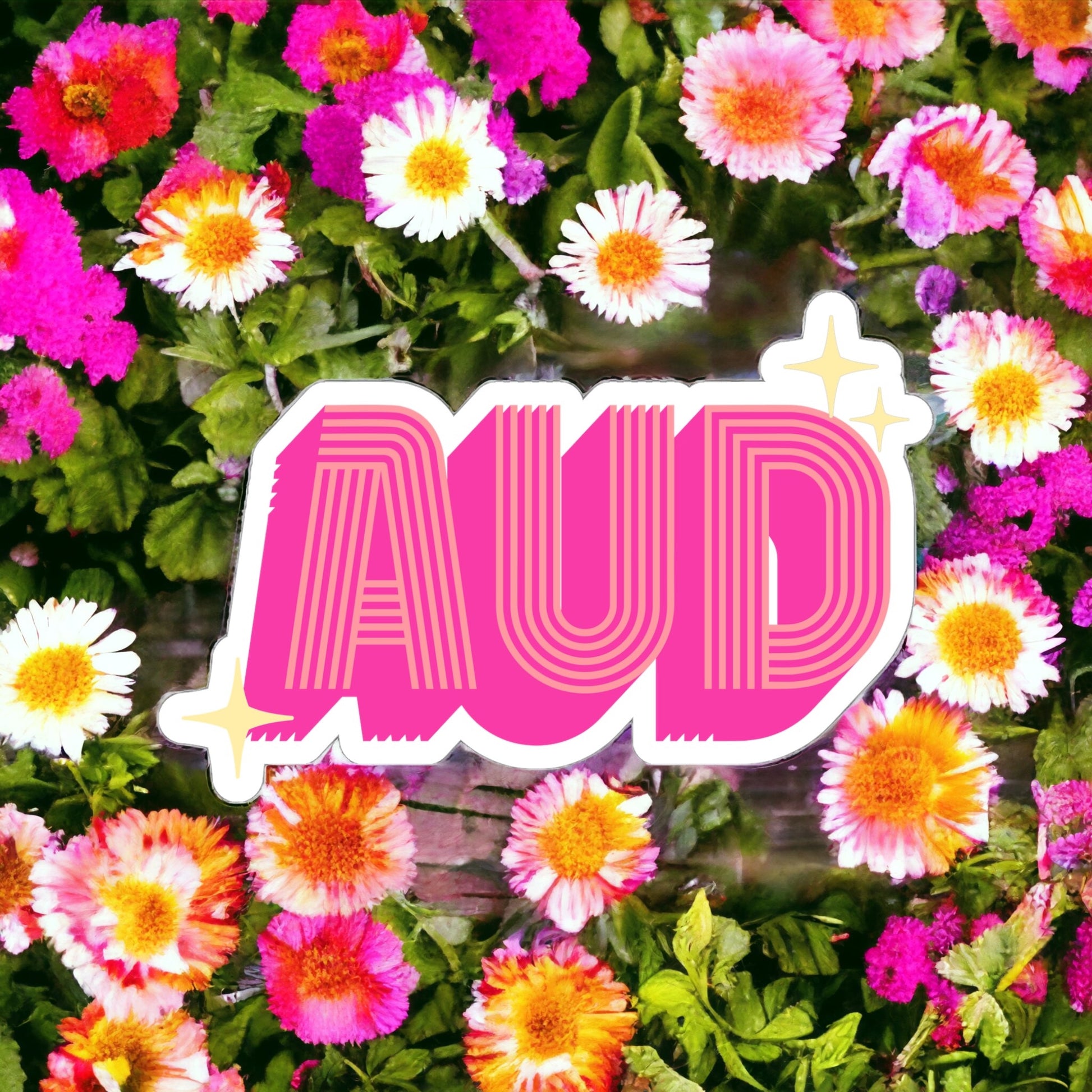 AUD Pink Retro Sticker for Audiologist, 2" 3" 4" or 5"