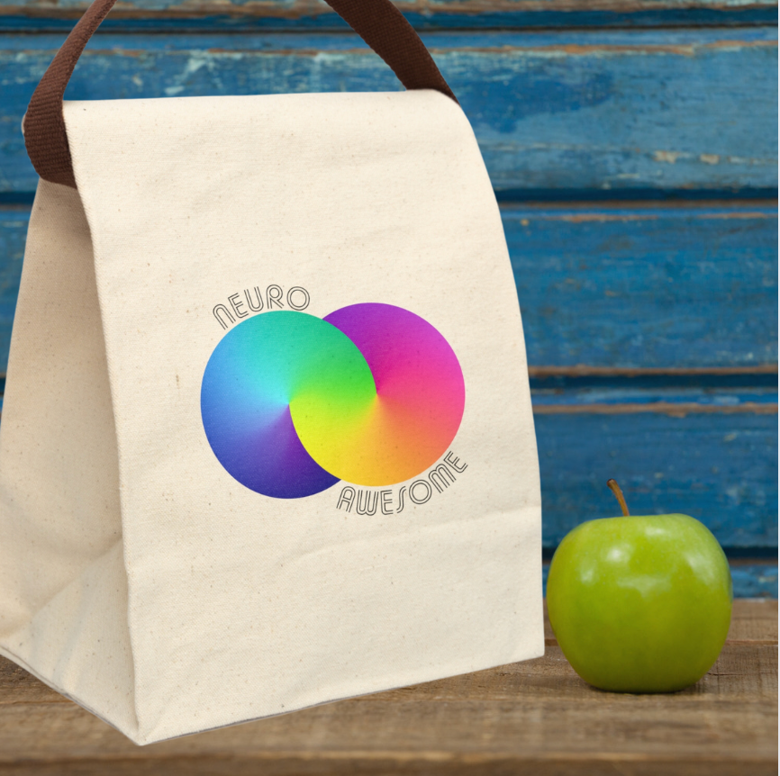 Neuroawesome Rainbow Infinity Canvas Lunch Bag