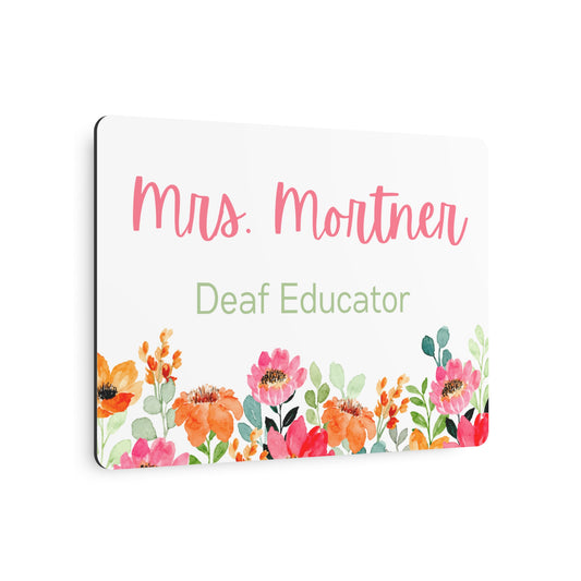 Custom Office Metal Name Plate Gift for Deaf Educator