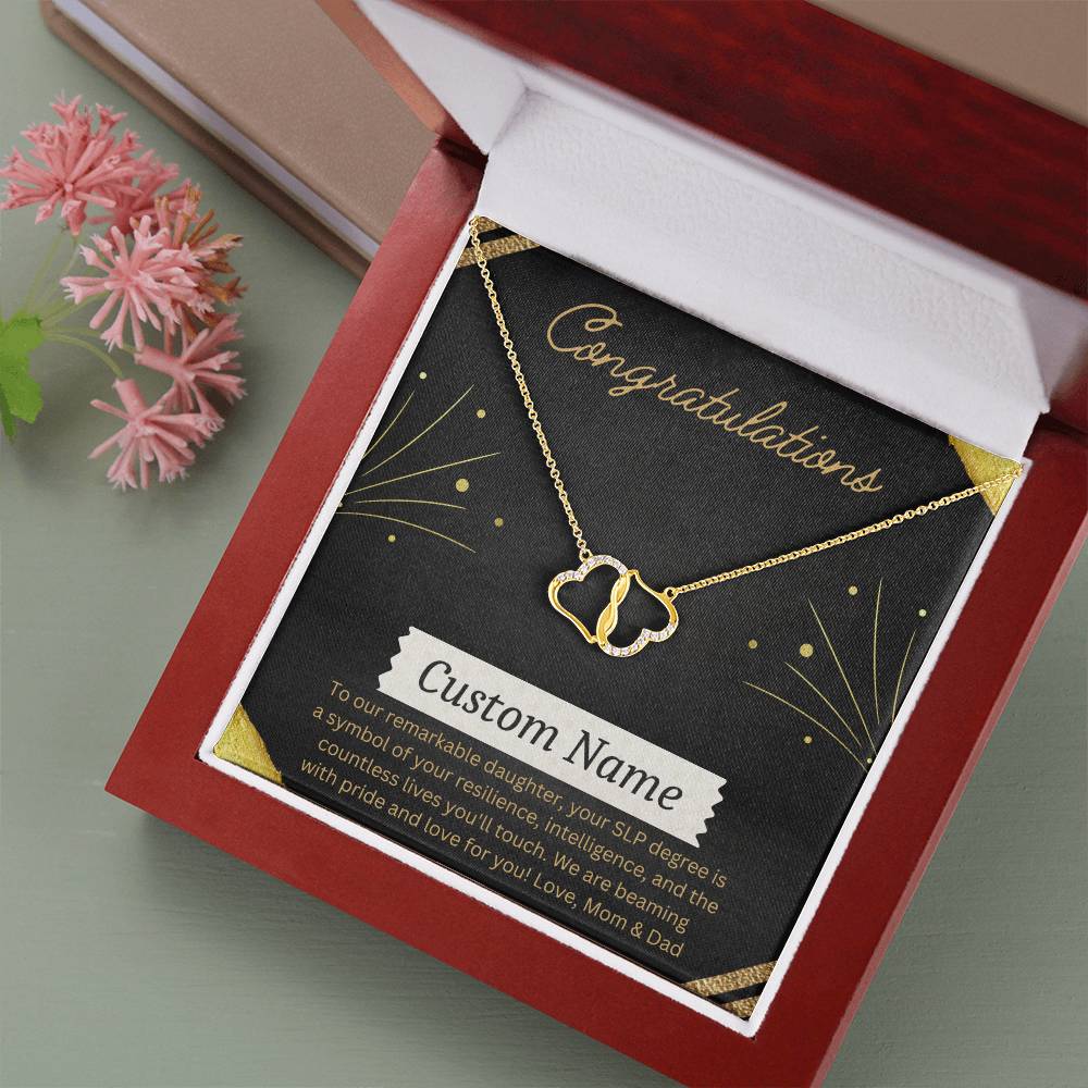 Graduation Gift for SLP - Gold & Diamond Everlasting Love Necklace