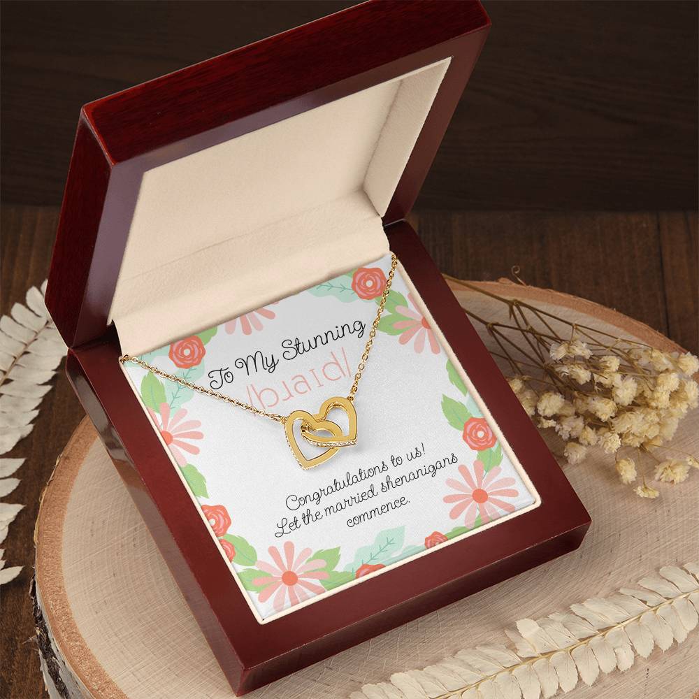 Wedding Day Romantic IPA Bride Gift from Groom  Interlocking Hearts Necklace