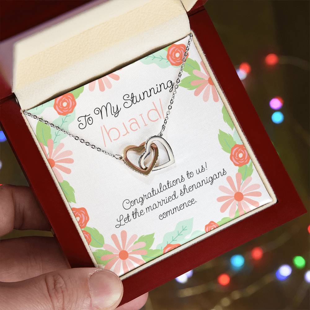 Wedding Day Romantic IPA Bride Gift from Groom  Interlocking Hearts Necklace