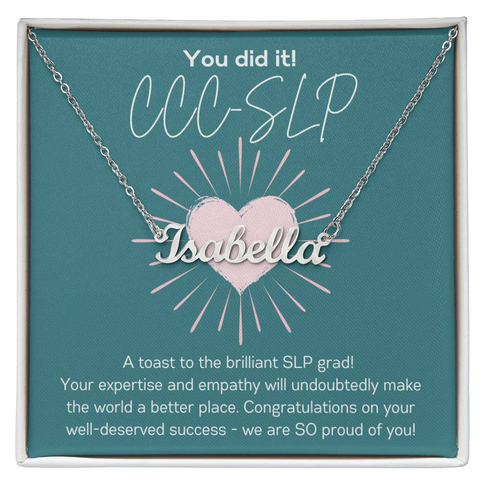 SLP Graduation Gift Custom Name Necklace for Speech-Language Pathology Graduate