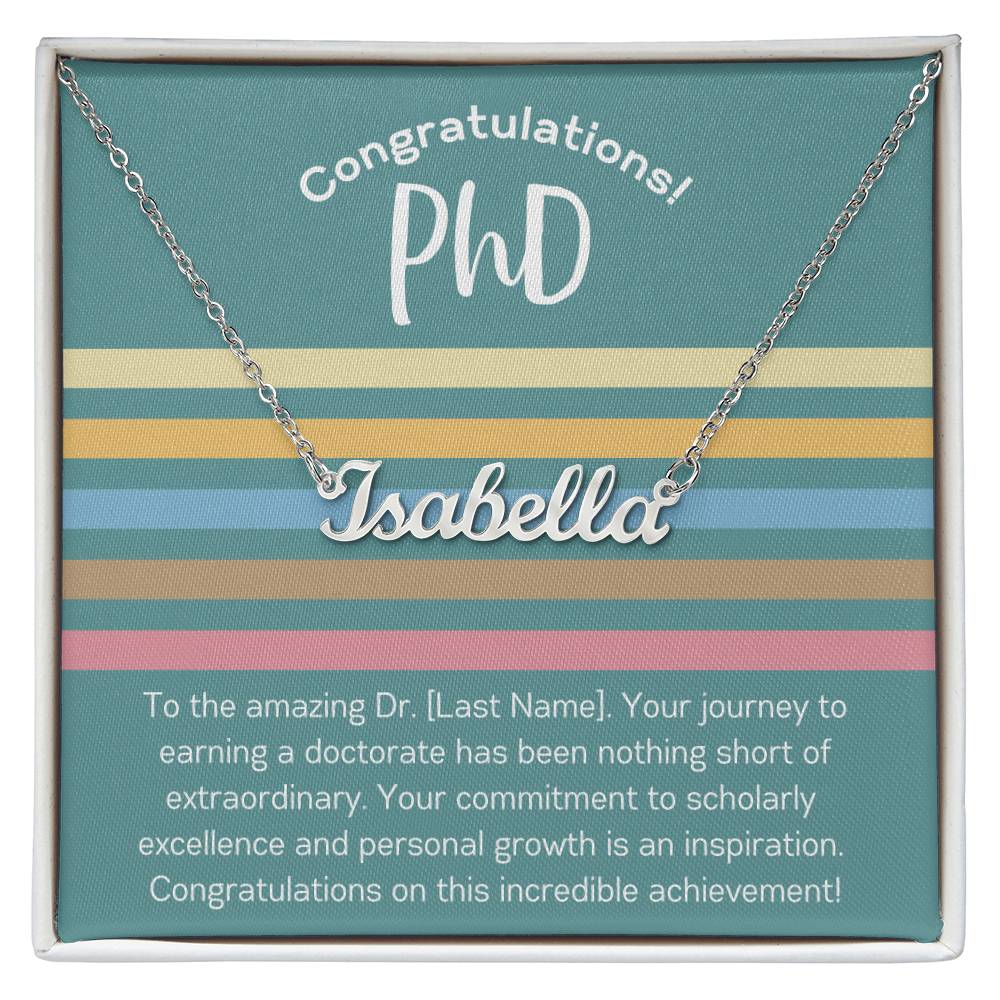 Custom Name Necklace Graduation Gift PhD Graduate Personalized Doctorate Gift