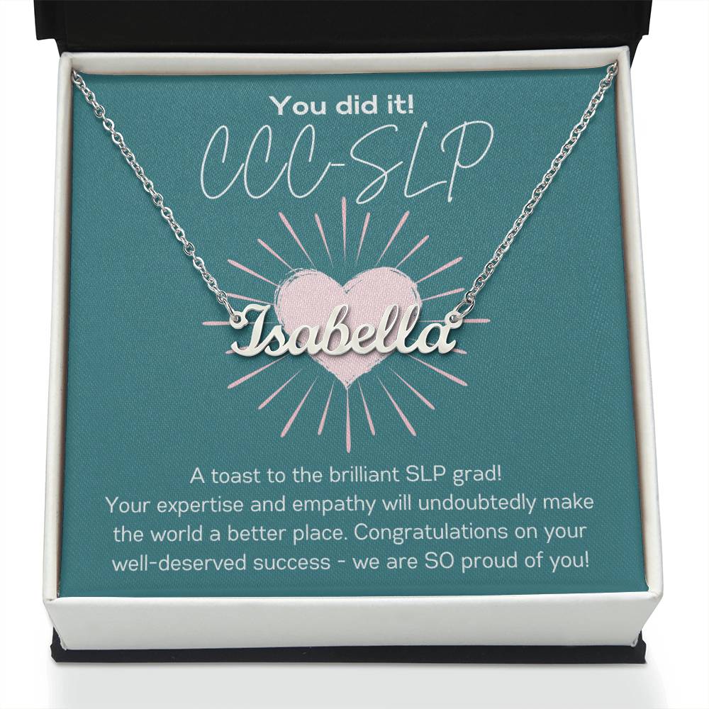 SLP Graduation Gift Custom Name Necklace for Speech-Language Pathology Graduate