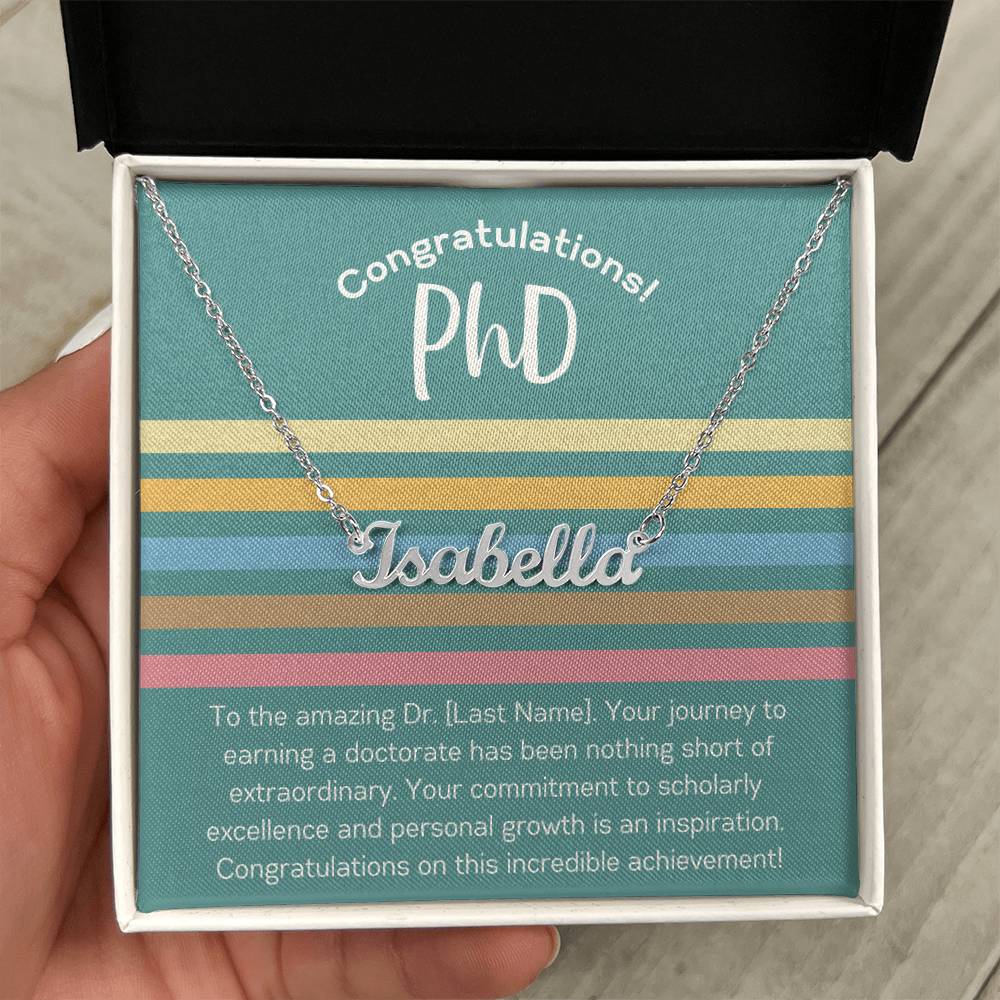 Custom Name Necklace Graduation Gift PhD Graduate Personalized Doctorate Gift