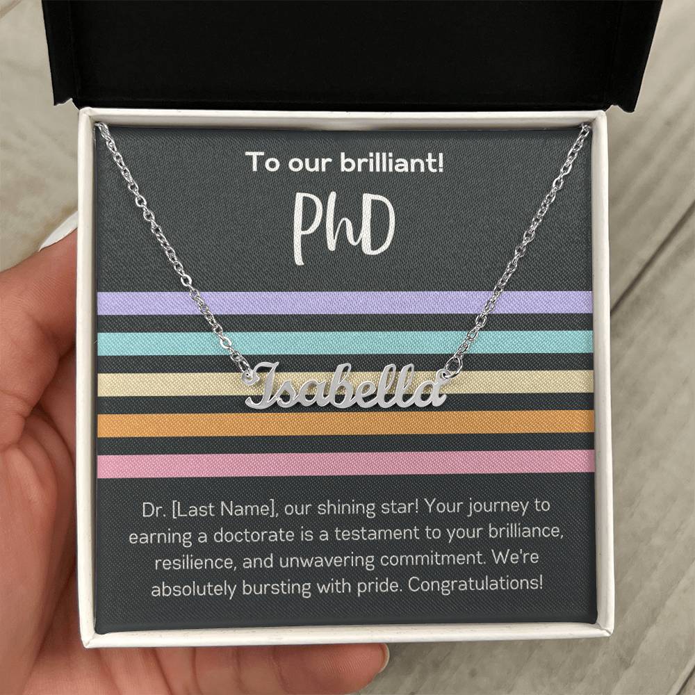 Custom Name Necklace Personalized Gift for Graduate PhD Necklace Graduation Gift