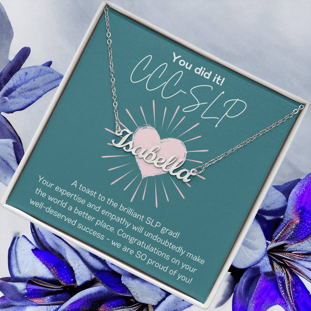 SLP Graduation Gift Custom Name Necklace for Speech-Language Pathology Graduate