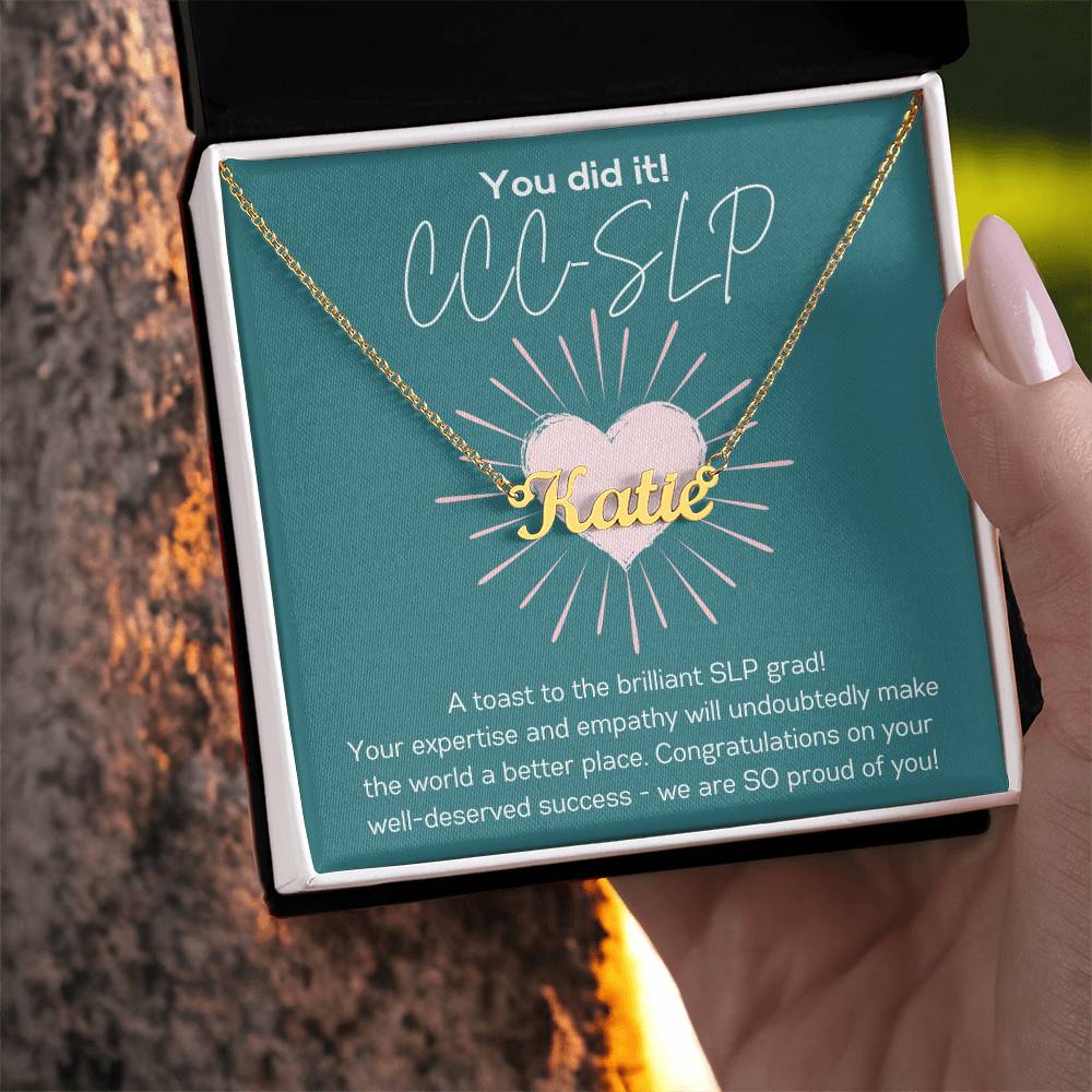 SLP Graduation Gift Custom Name Necklace for Speech-Language Pathology Graduate