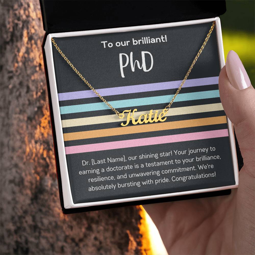 Custom Name Necklace Personalized Gift for Graduate PhD Necklace Graduation Gift